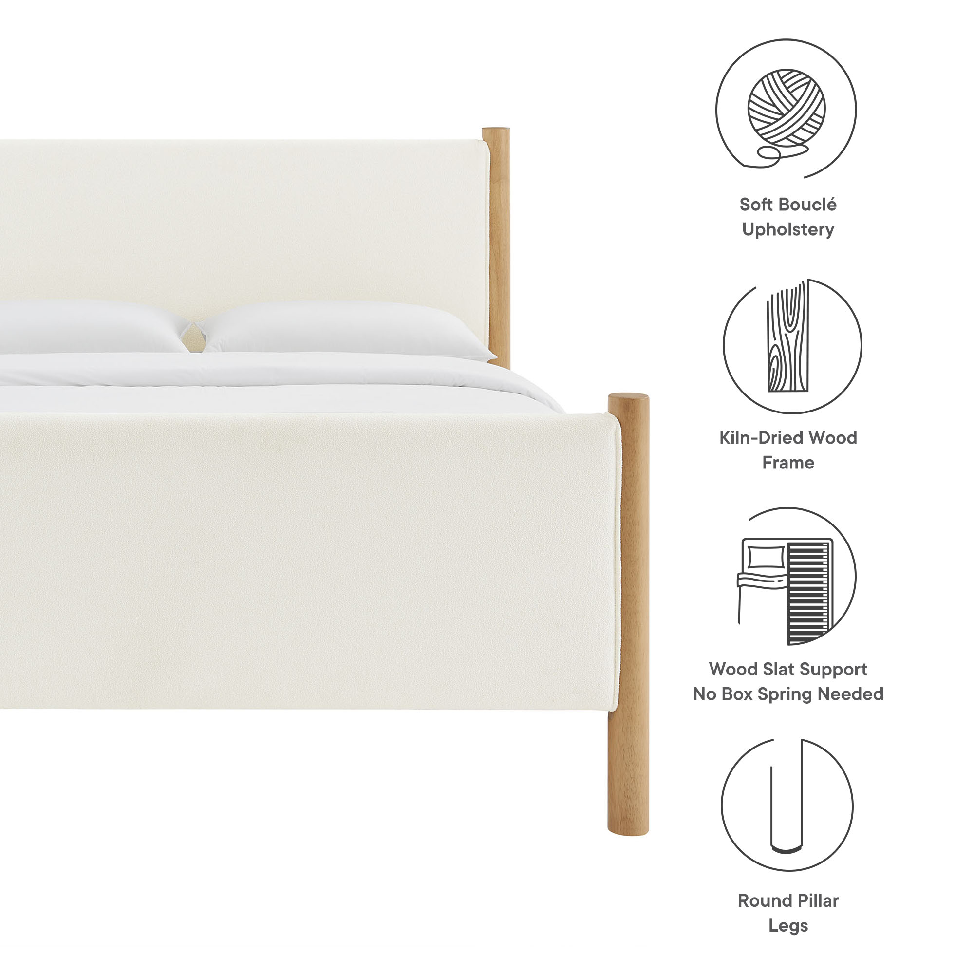 Maven King Size Boucle Upholstered Platform Bed