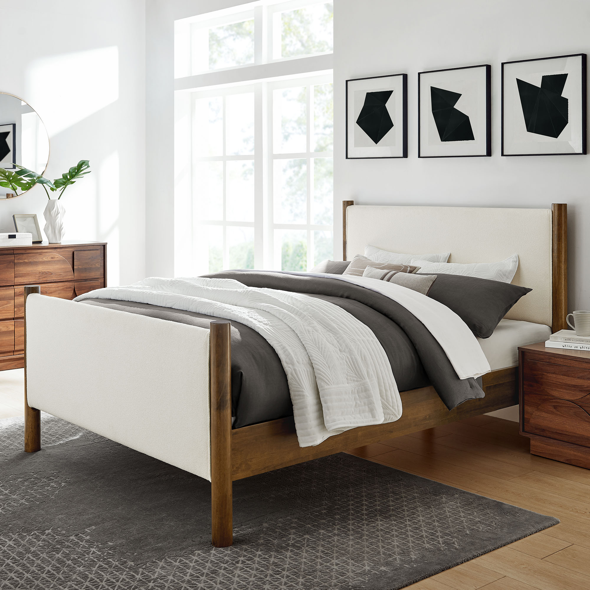 Maven King Size Boucle Upholstered Platform Bed