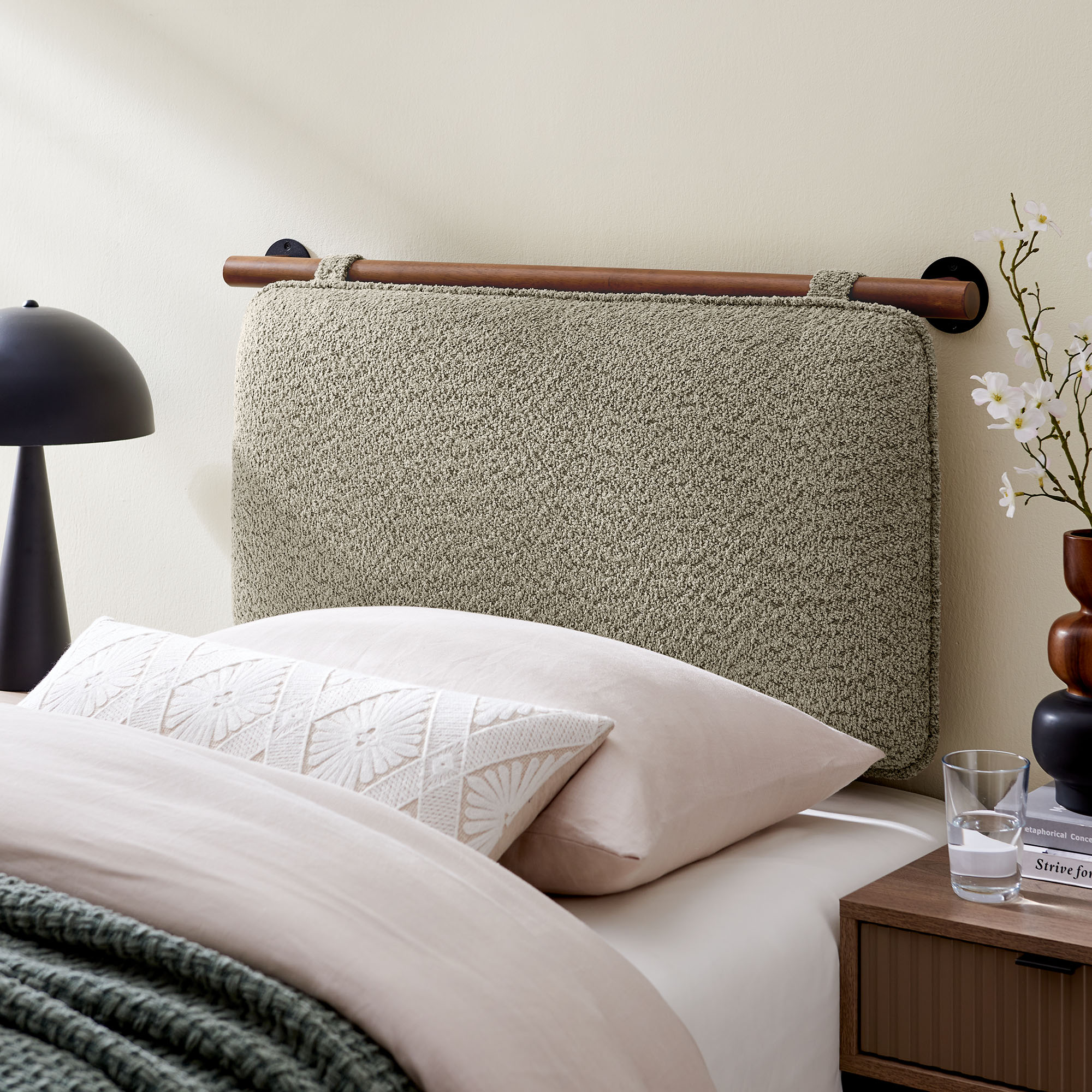 Anela Wall-Mounted Chenille Upholstered Twin Headboard