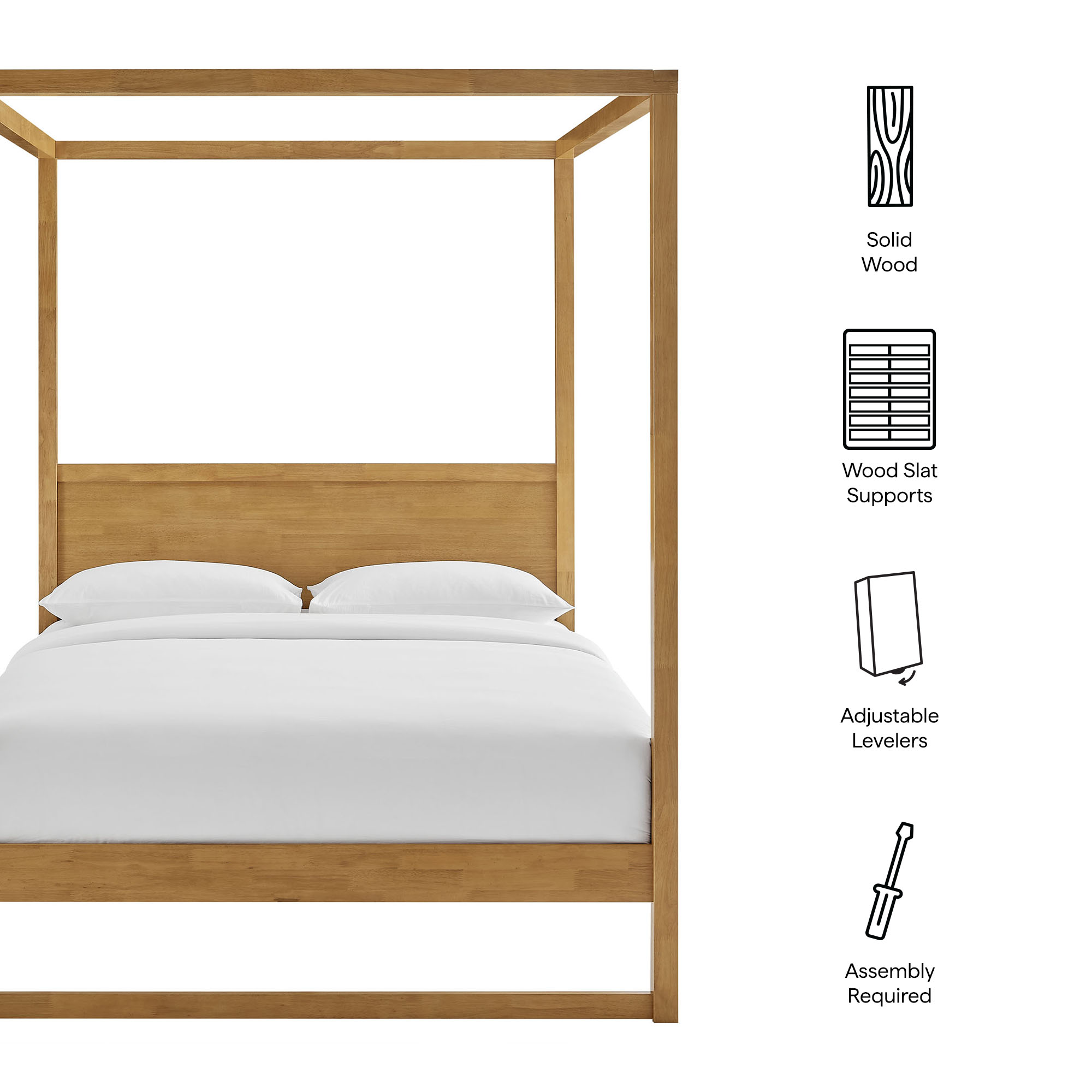 Alva Queen Wood Canopy Platform Bed