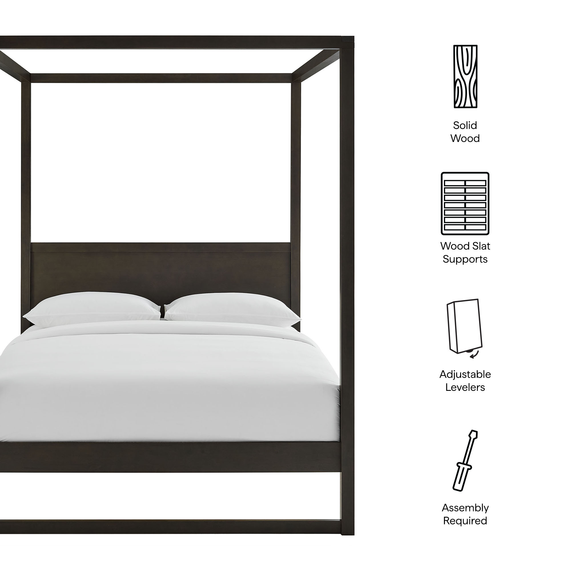 Alva King Wood Canopy Platform Bed