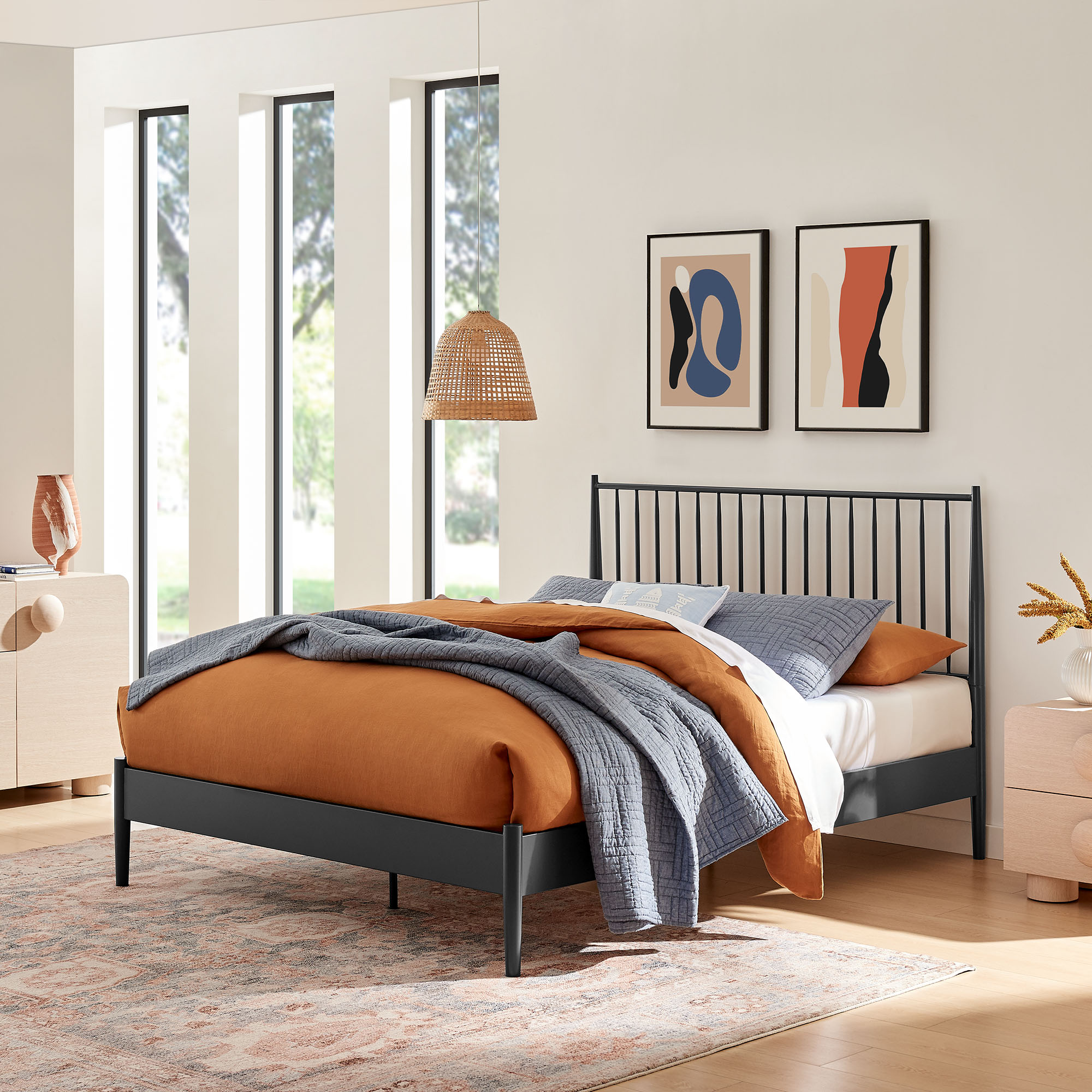 Adair Spindle Metal King Platform Bed