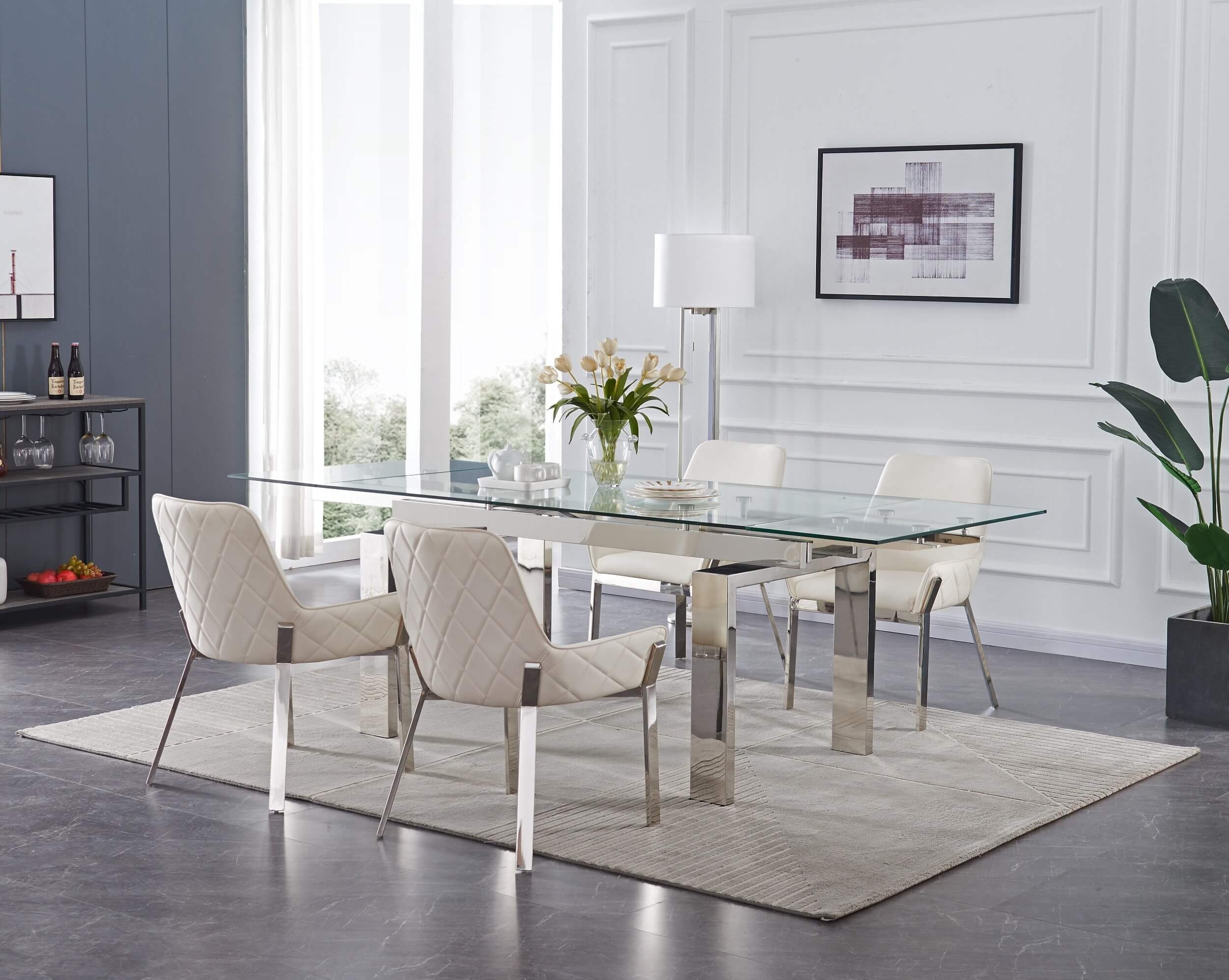 Moda Tempered Glass Extendable Dining Table