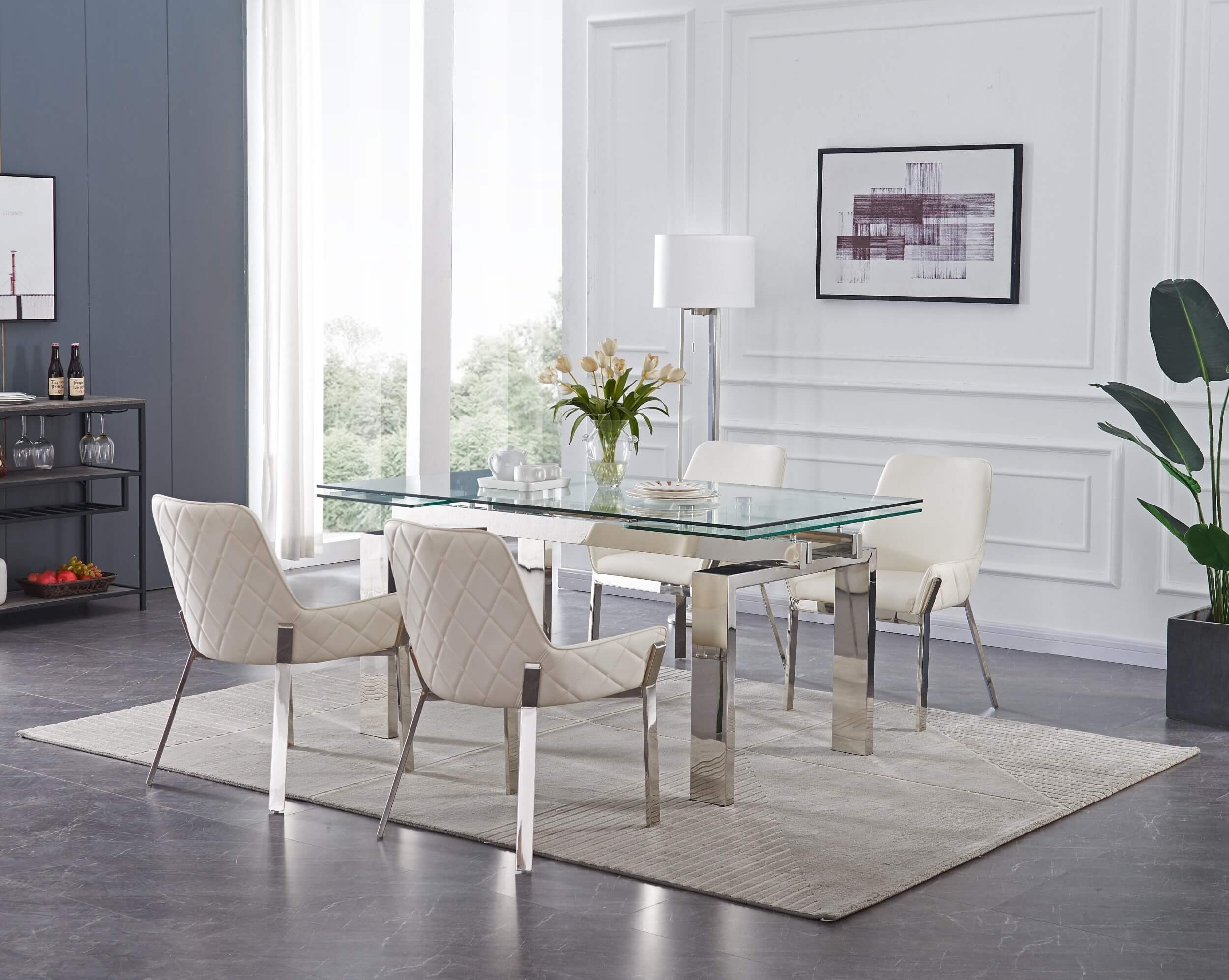 Moda Tempered Glass Extendable Dining Table
