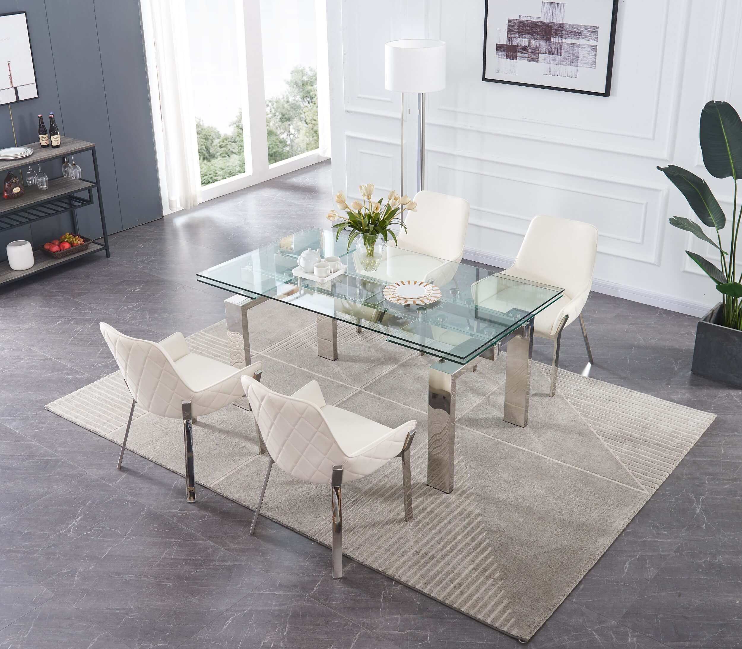 Moda Tempered Glass Extendable Dining Table