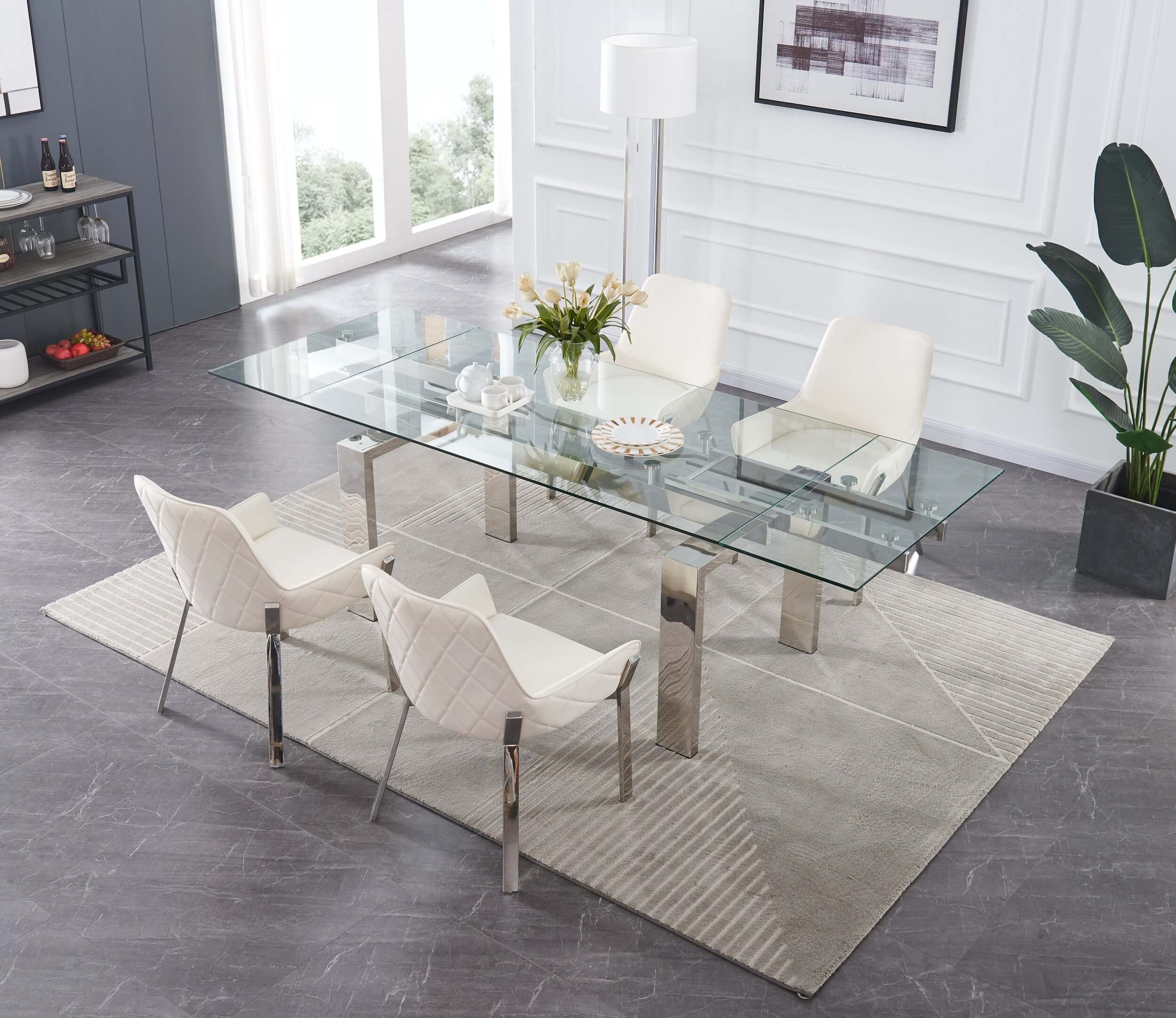 Moda Tempered Glass Extendable Dining Table