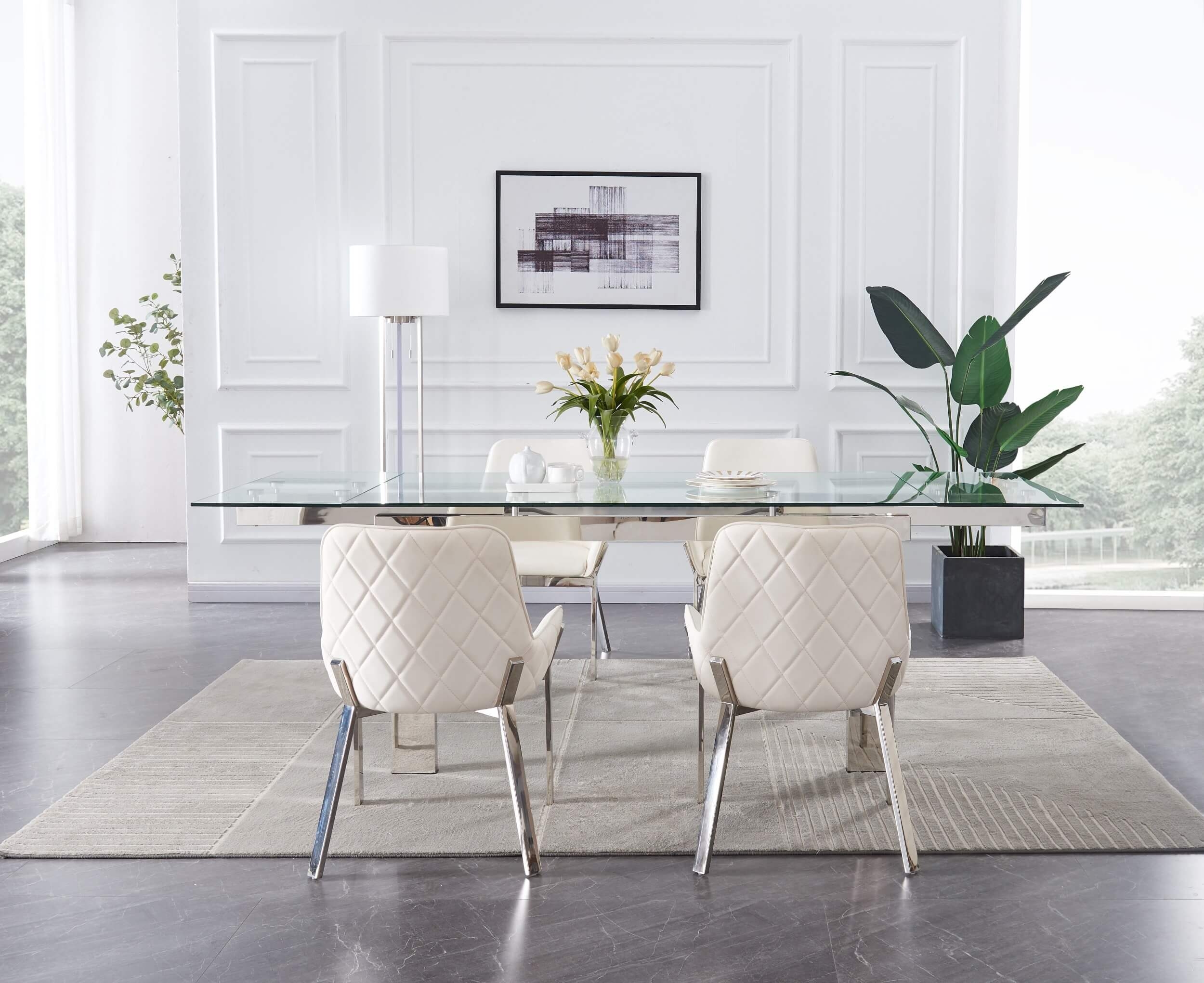 Moda Tempered Glass Extendable Dining Table