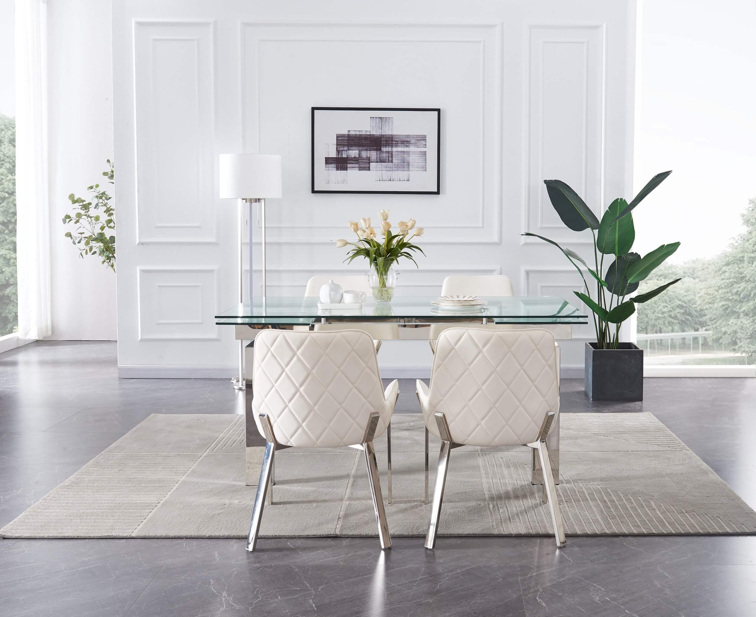 Moda Tempered Glass Extendable Dining Table