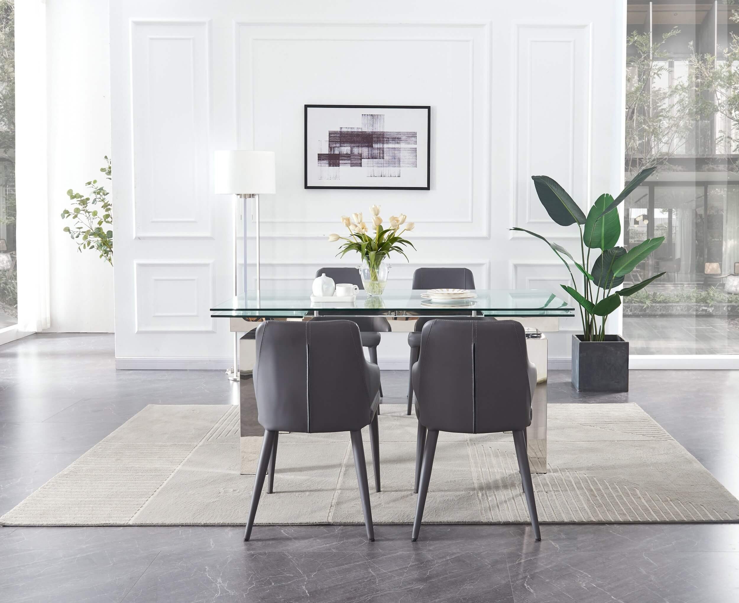 Moda Tempered Glass Extendable Dining Table