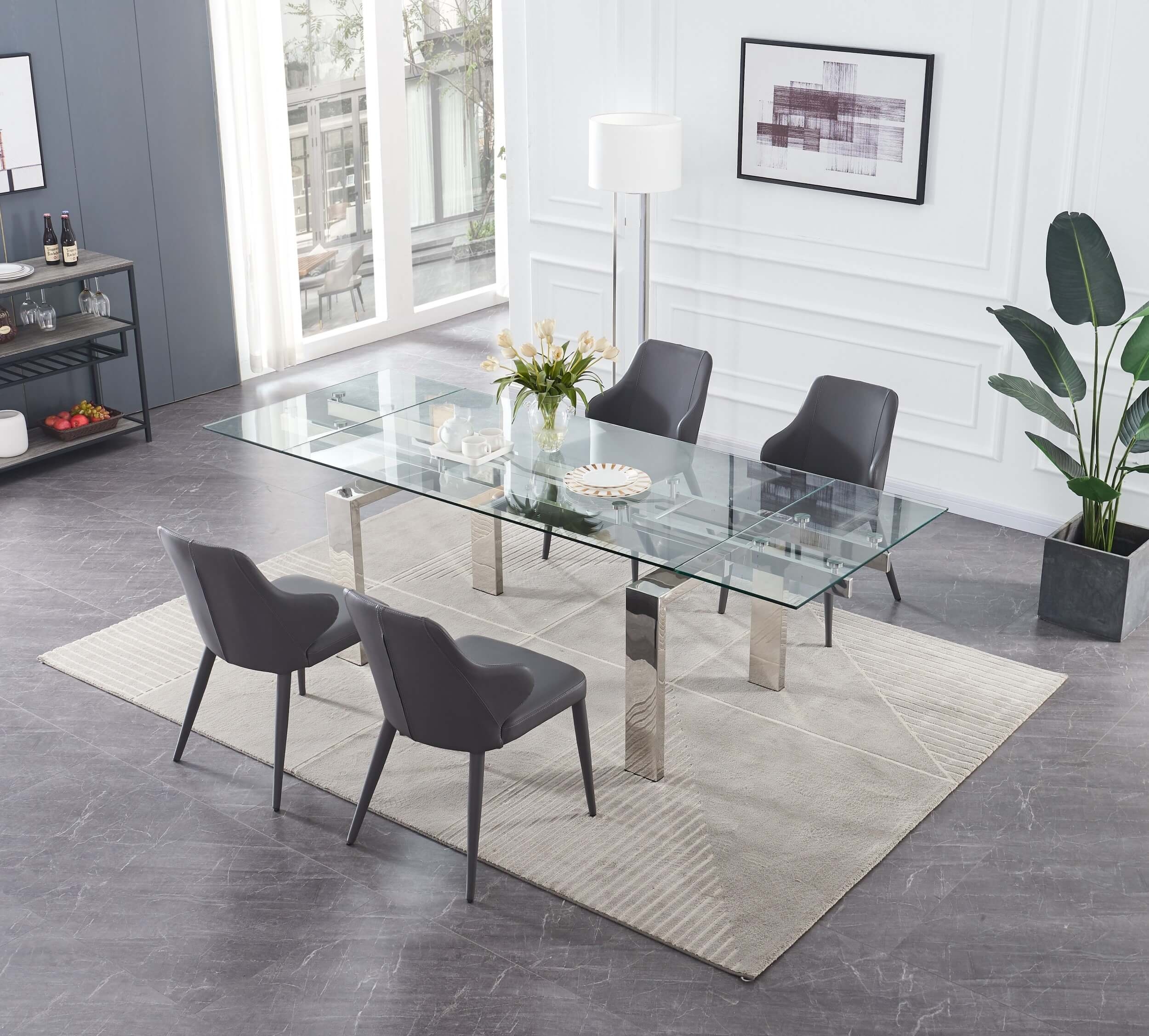 Moda Tempered Glass Extendable Dining Table