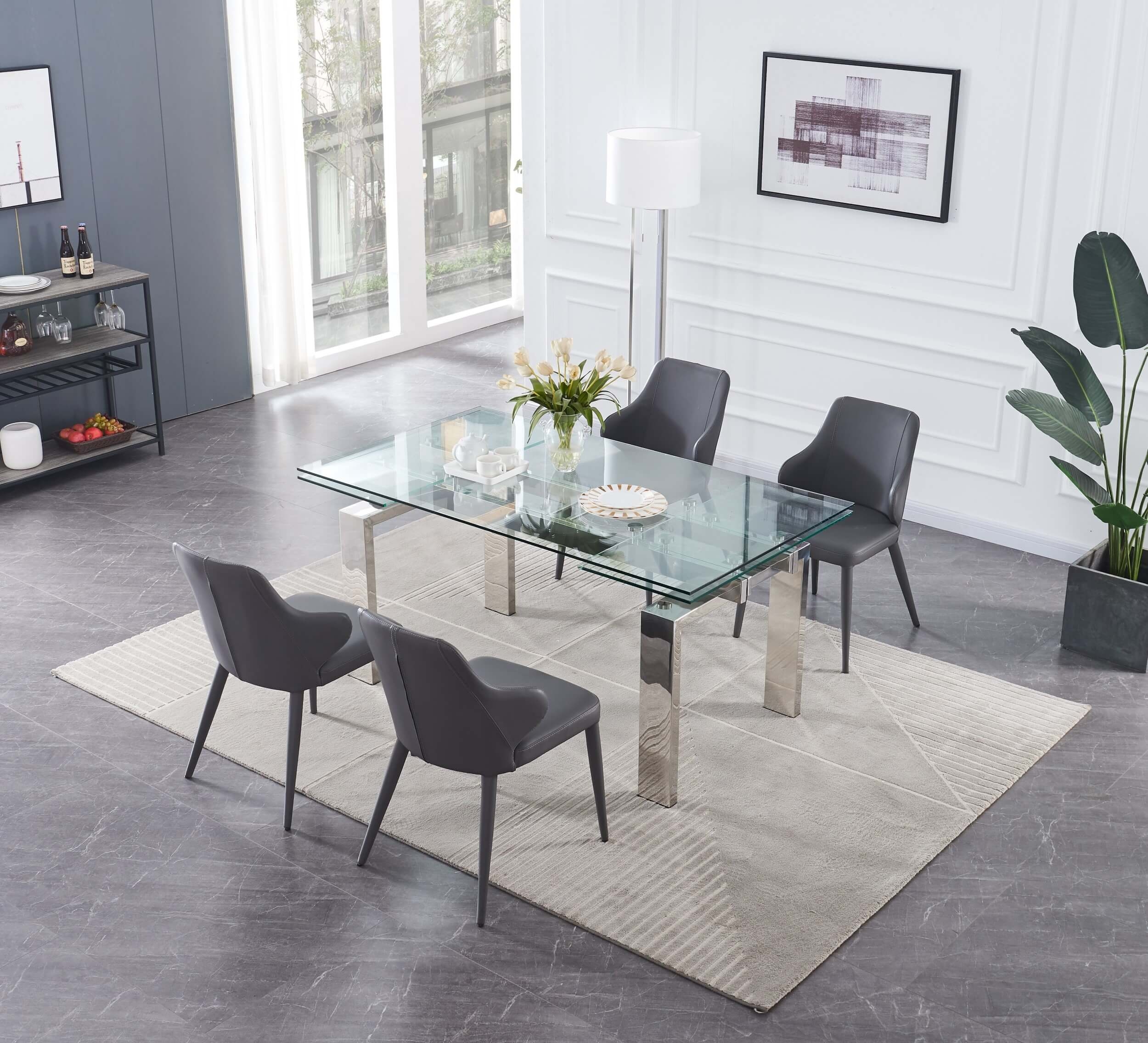 Moda Tempered Glass Extendable Dining Table