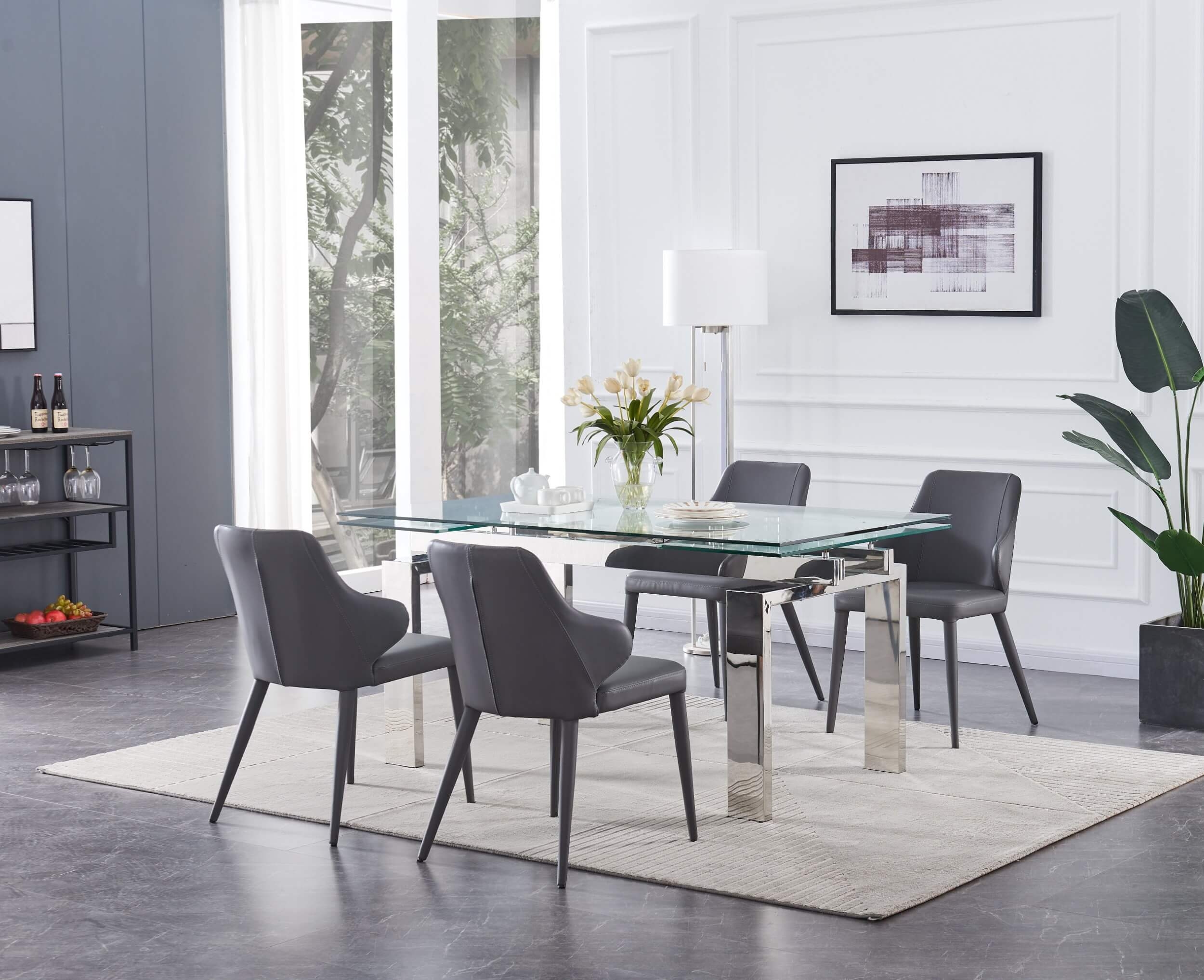 Moda Tempered Glass Extendable Dining Table