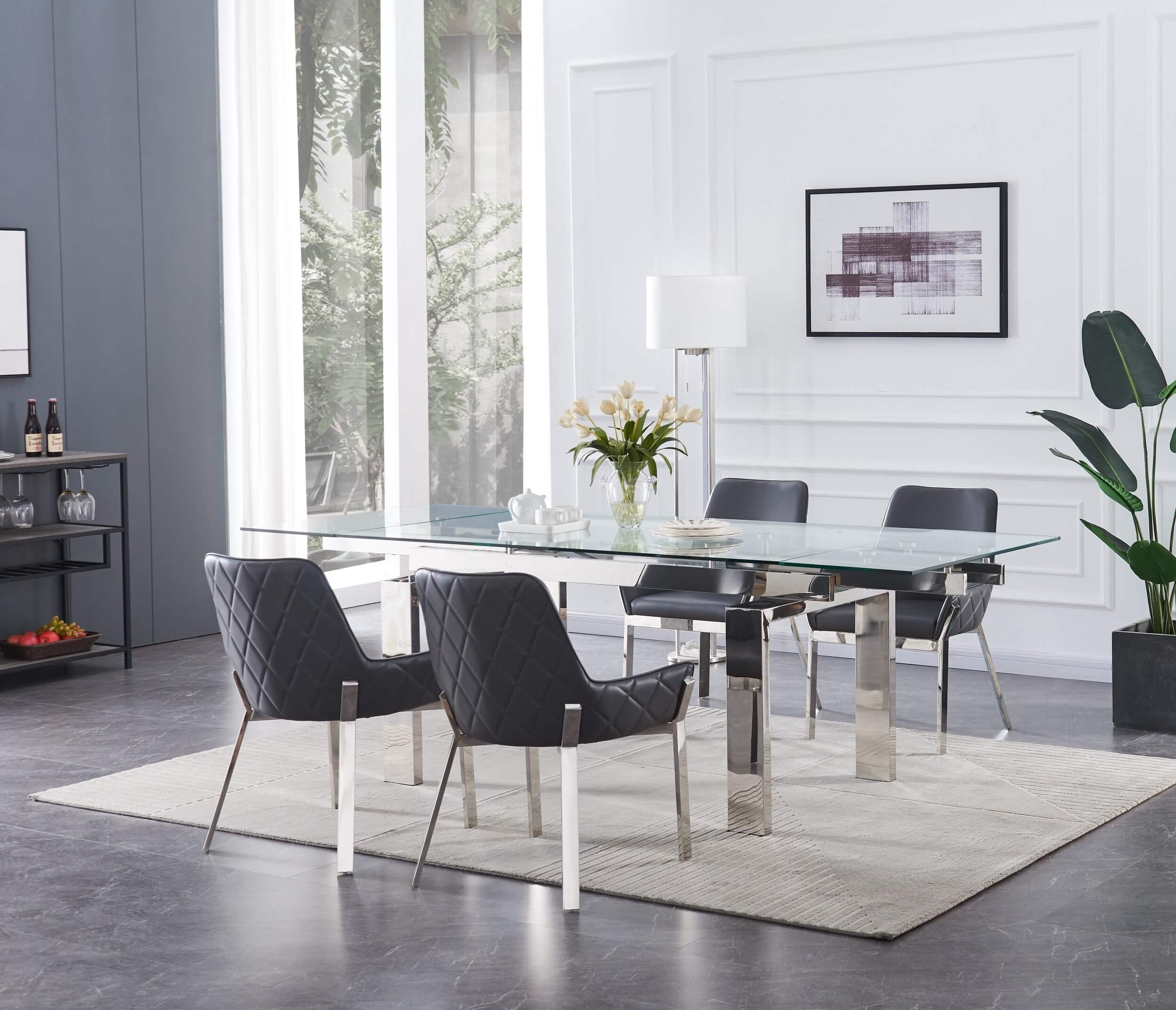 Moda Tempered Glass Extendable Dining Table