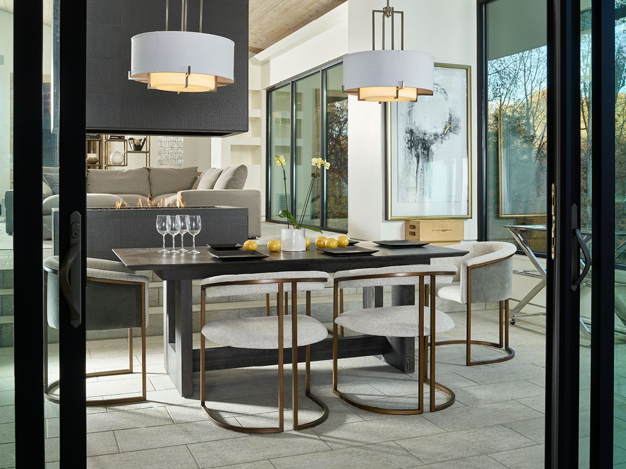 Draper Metal Glass Top Bar Cart