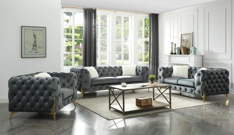 Moderno Tufted Velvet Loveseat