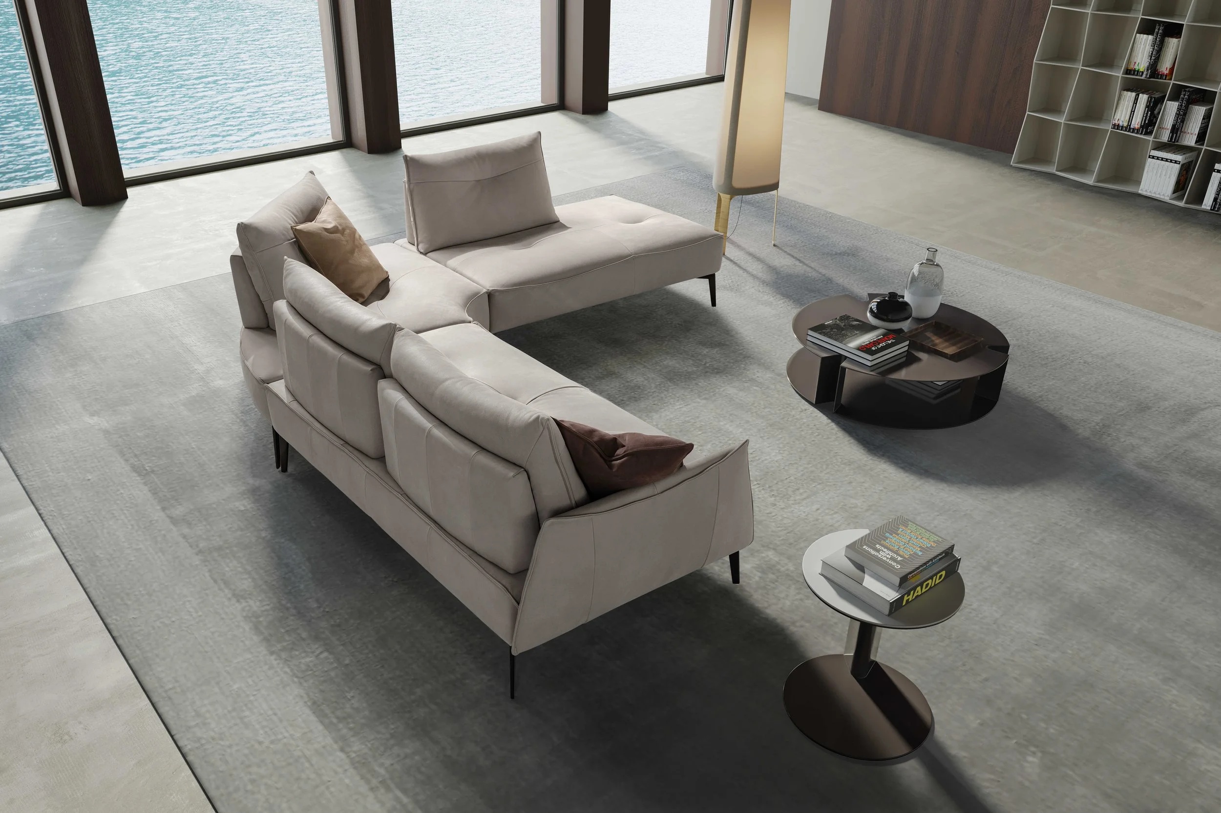 Momento Modular Leather L-Shape Custom Sectional Sofa
