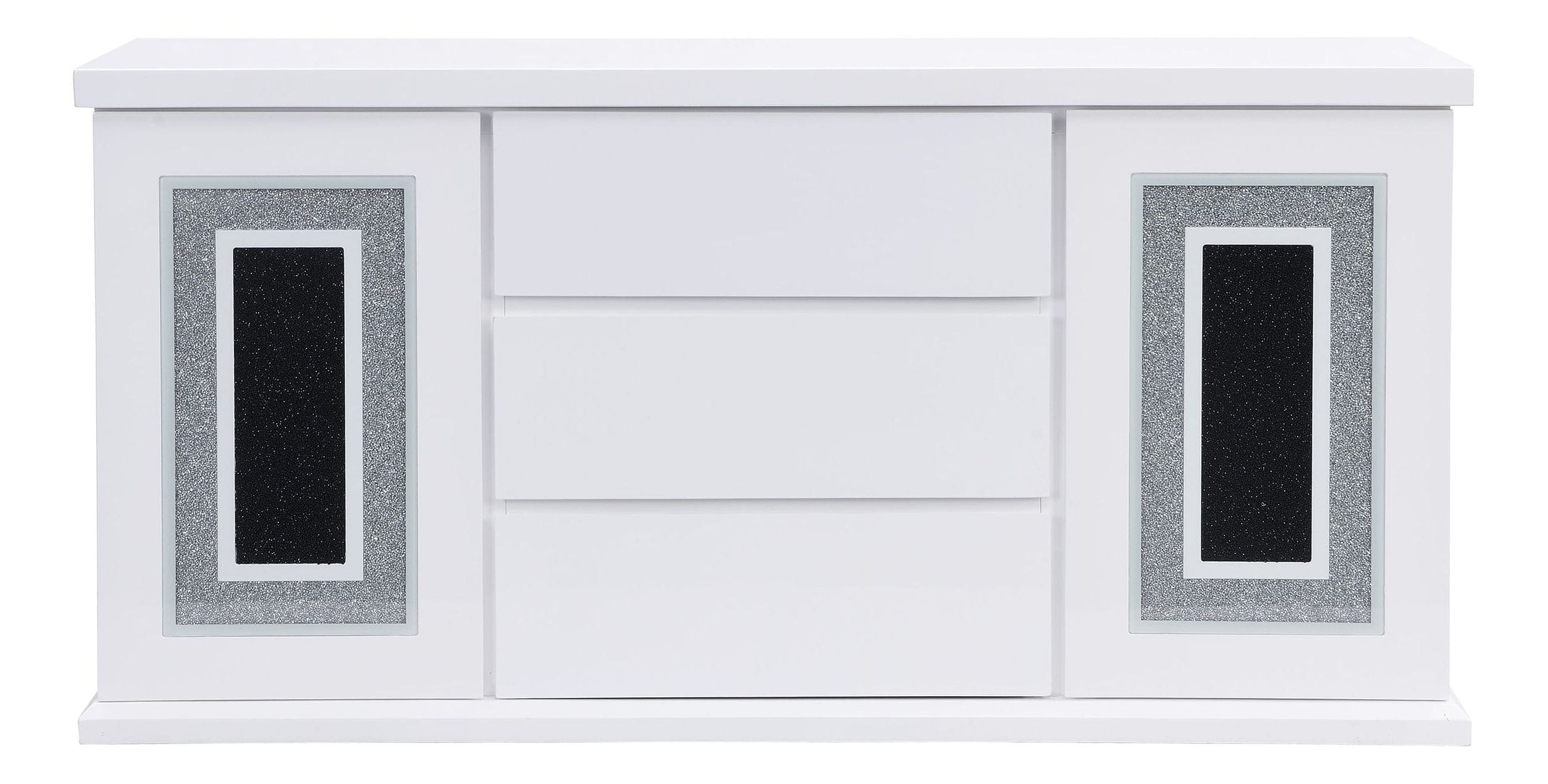 Monaco Glass/MDF/Wood Buffet w/3 Drawers & 2 Doors