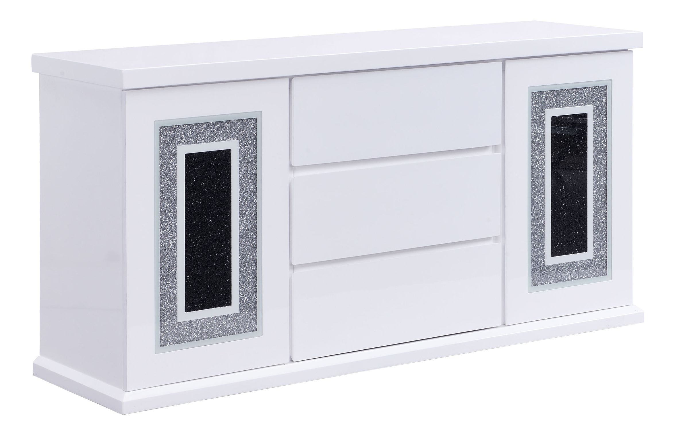Monaco Glass/MDF/Wood Buffet w/3 Drawers & 2 Doors