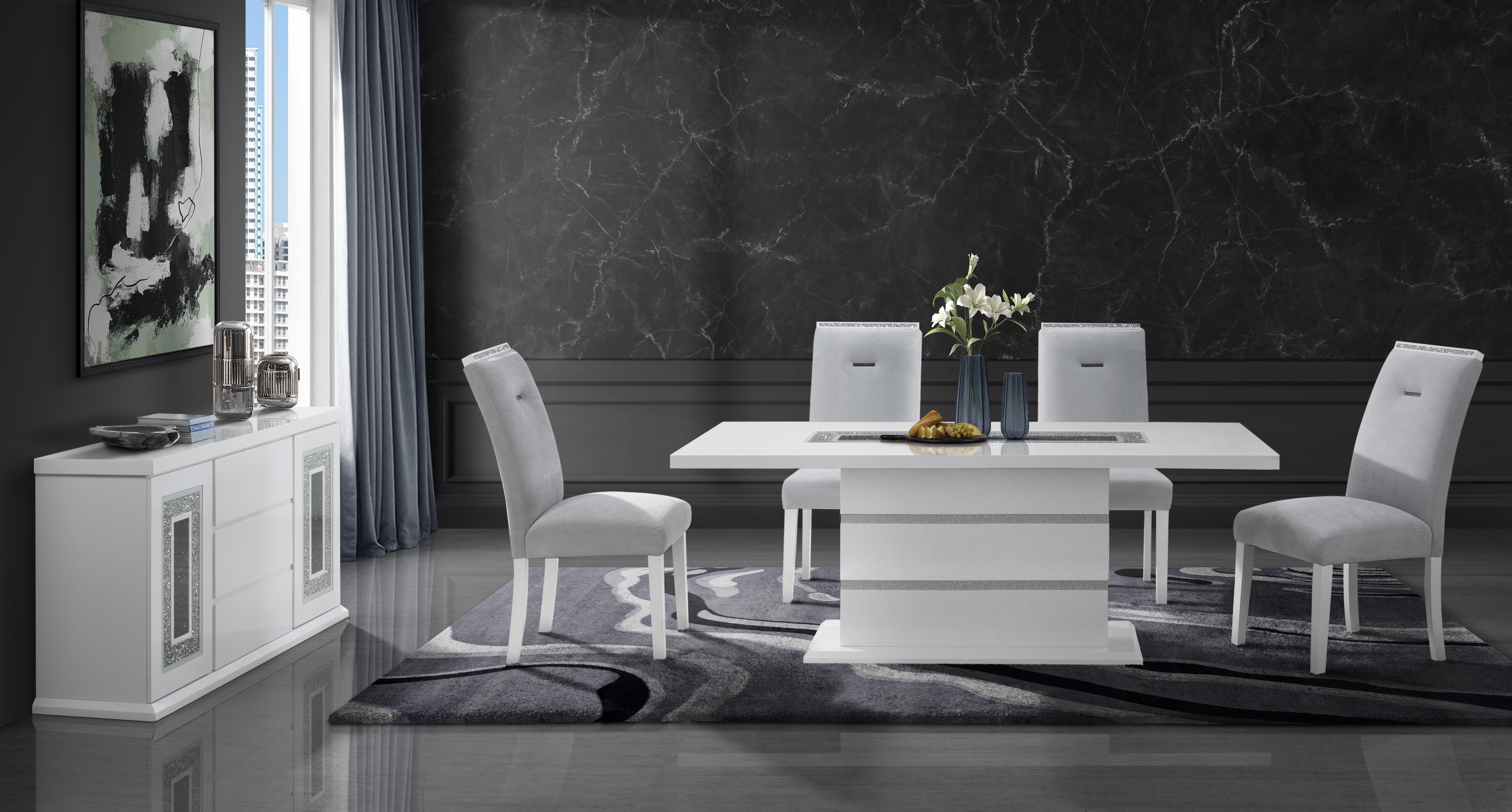 Monaco Wood Rectangular Dining Room Set