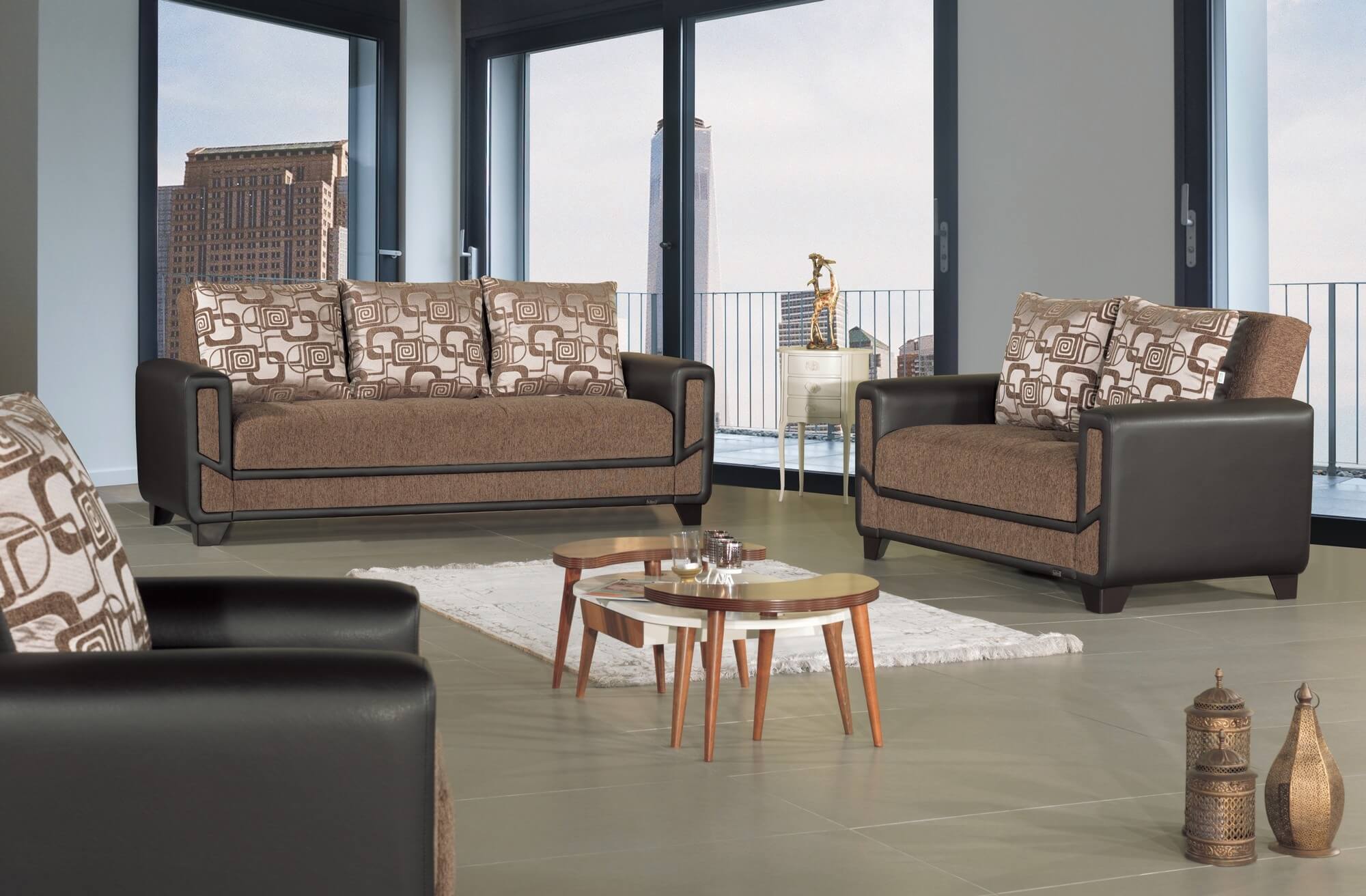 Mondo Modern Fabric Convertible Living Room Set