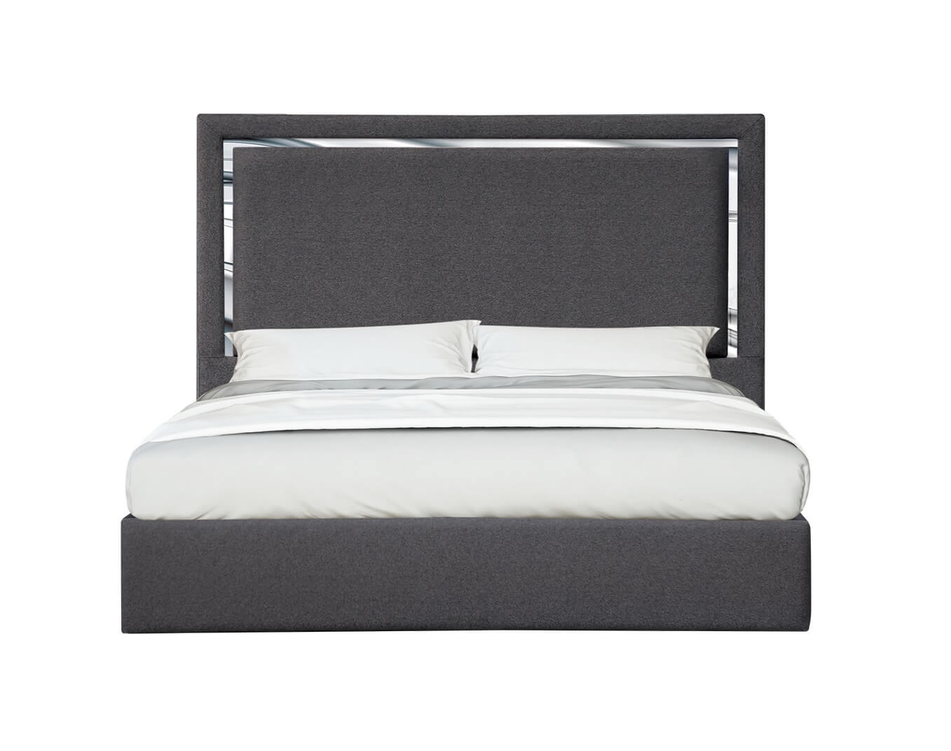 Monet Fabric Platform Bed w/Mirrored Trim
