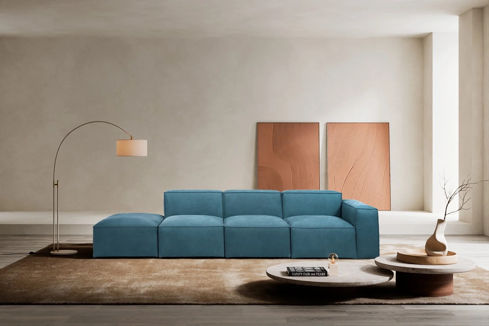 Moon Leather Modular Sectional Sofa