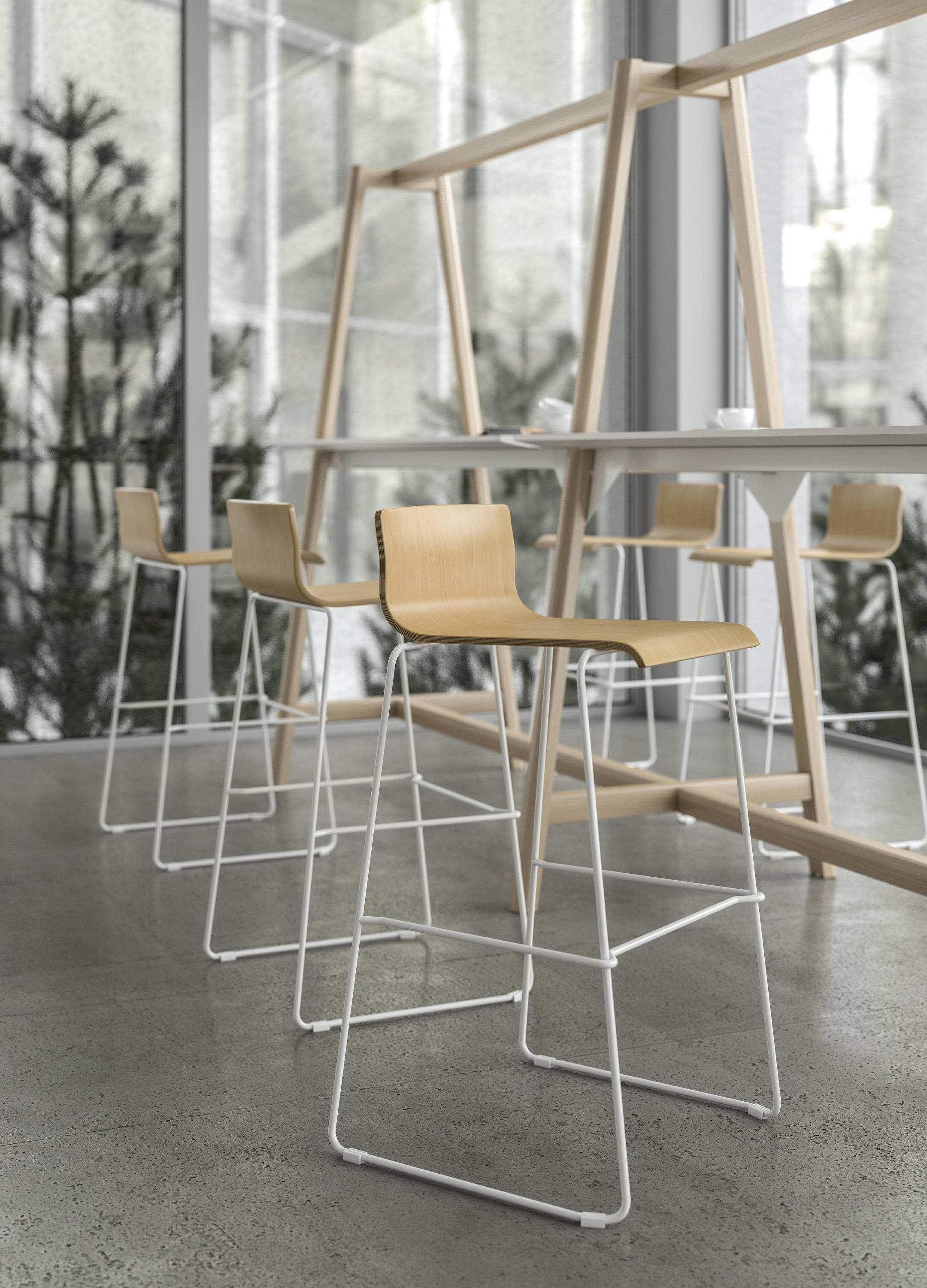 Moon High Chair w/Chrome - Plated Wire Steel Frame, Stackability 3 Units