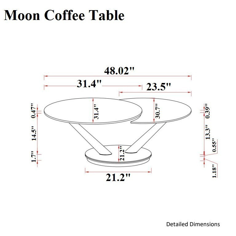 Moon Glass/Marble Dual Swivel Top Coffee Table