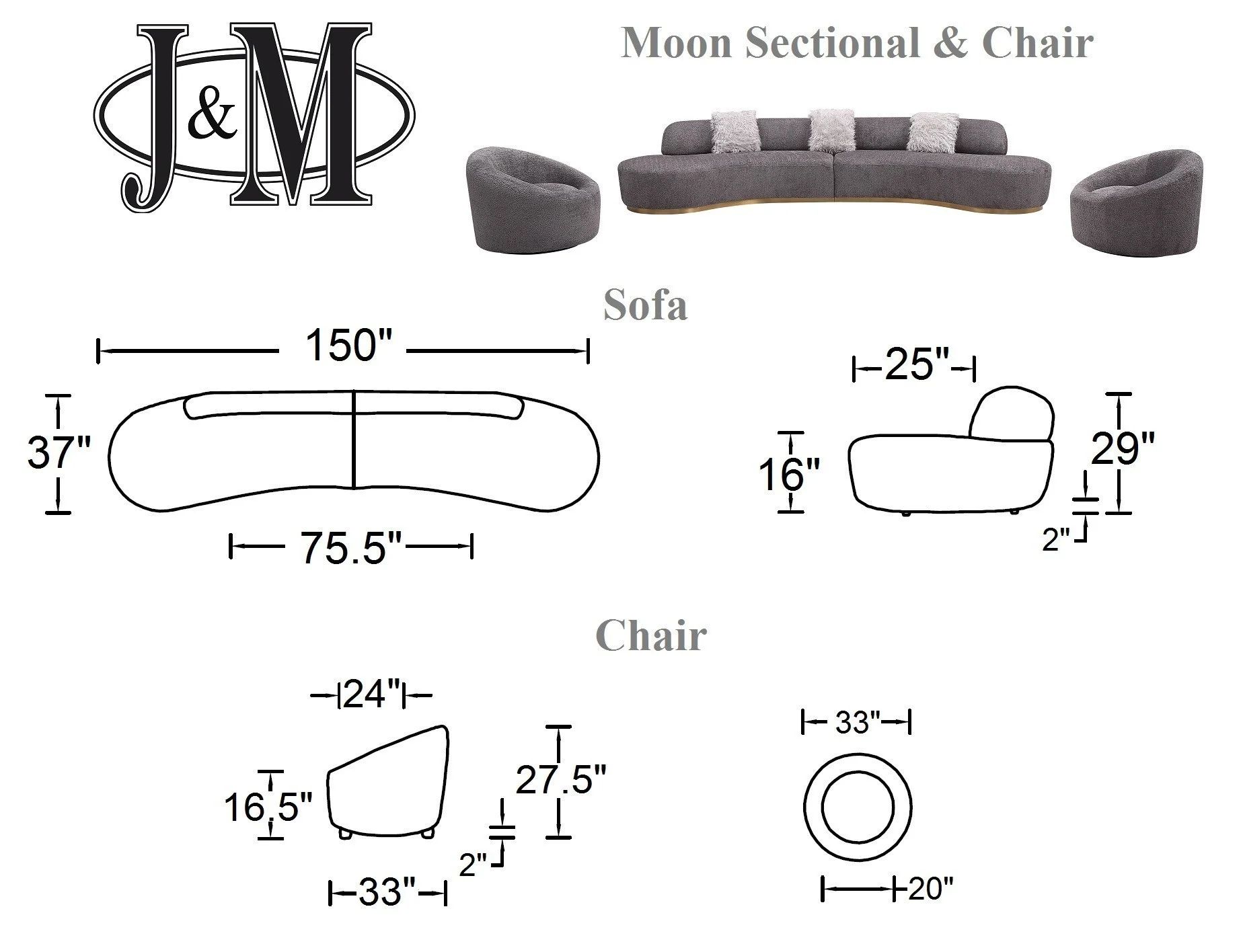 Moon Fabric Sectional Sofa