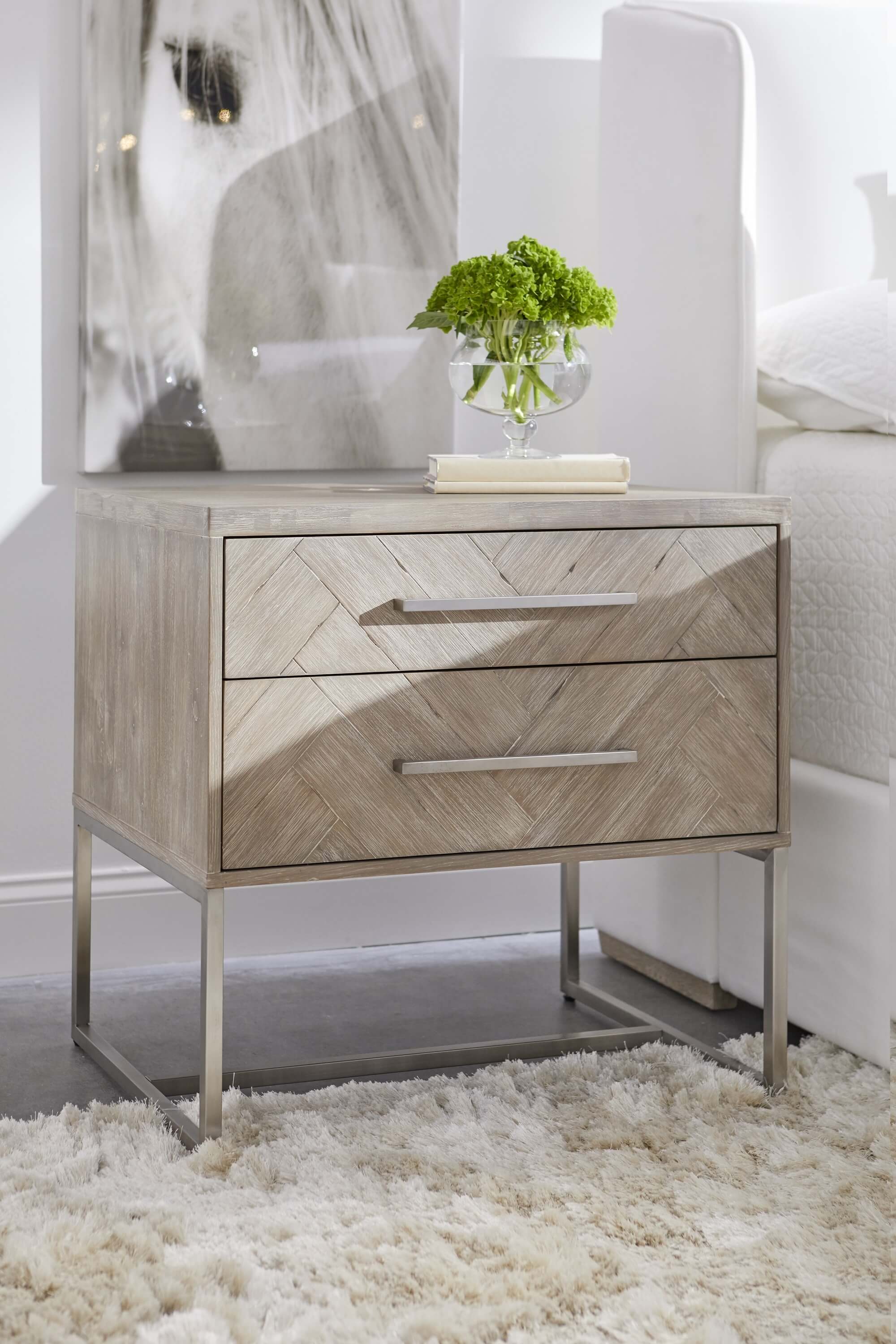Mosaic Wood Nightstand w/2 Drawers