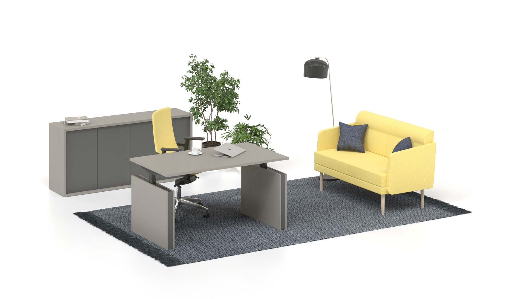 Motion 55.1" Electric Adjustable Office Desk w/3 Level Columns and Panel Legs