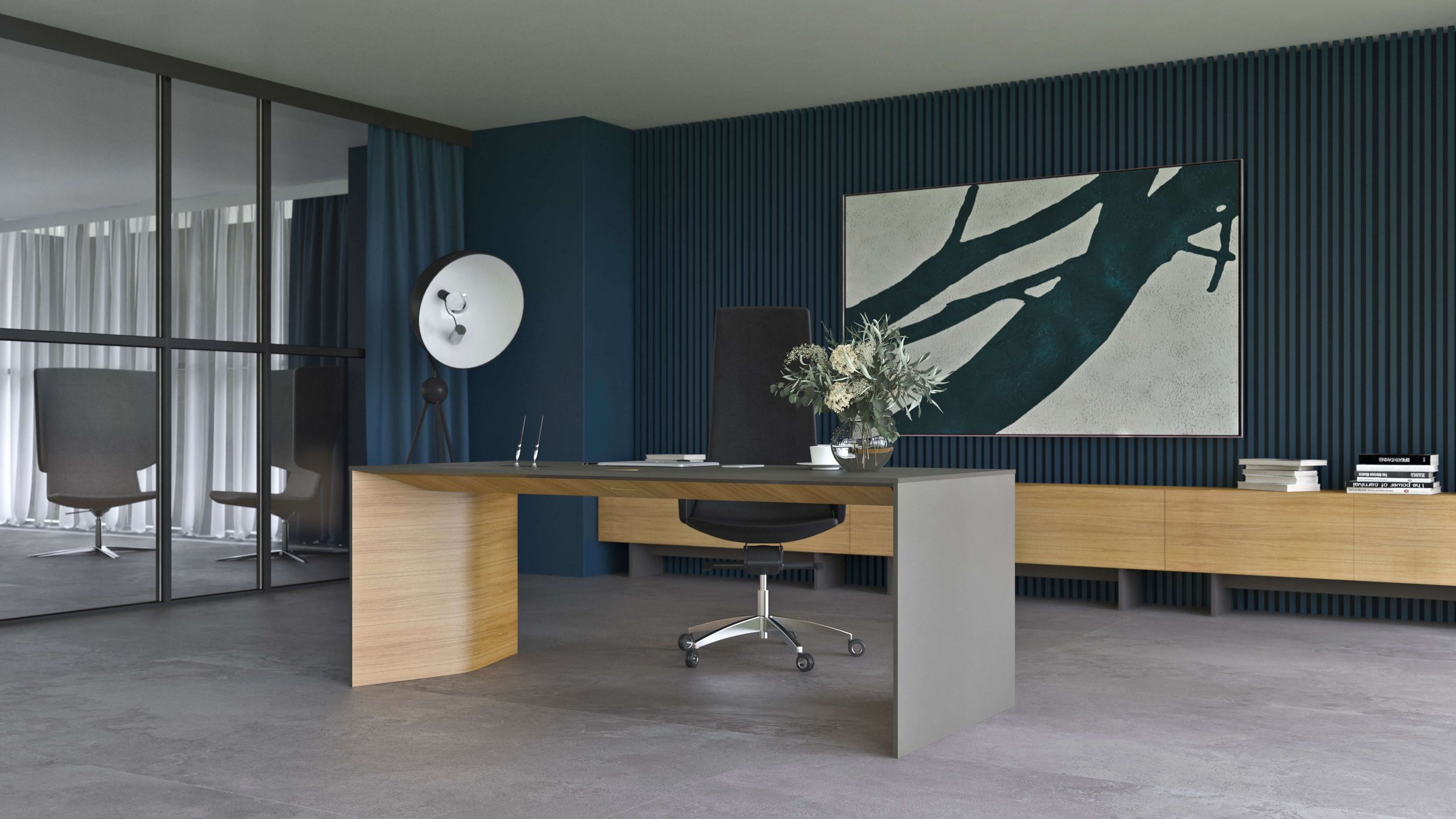 Move 70.8" Executive Fixed Desk w/Built-in Power Socket Block, Grommet & Cover for Power Socket
