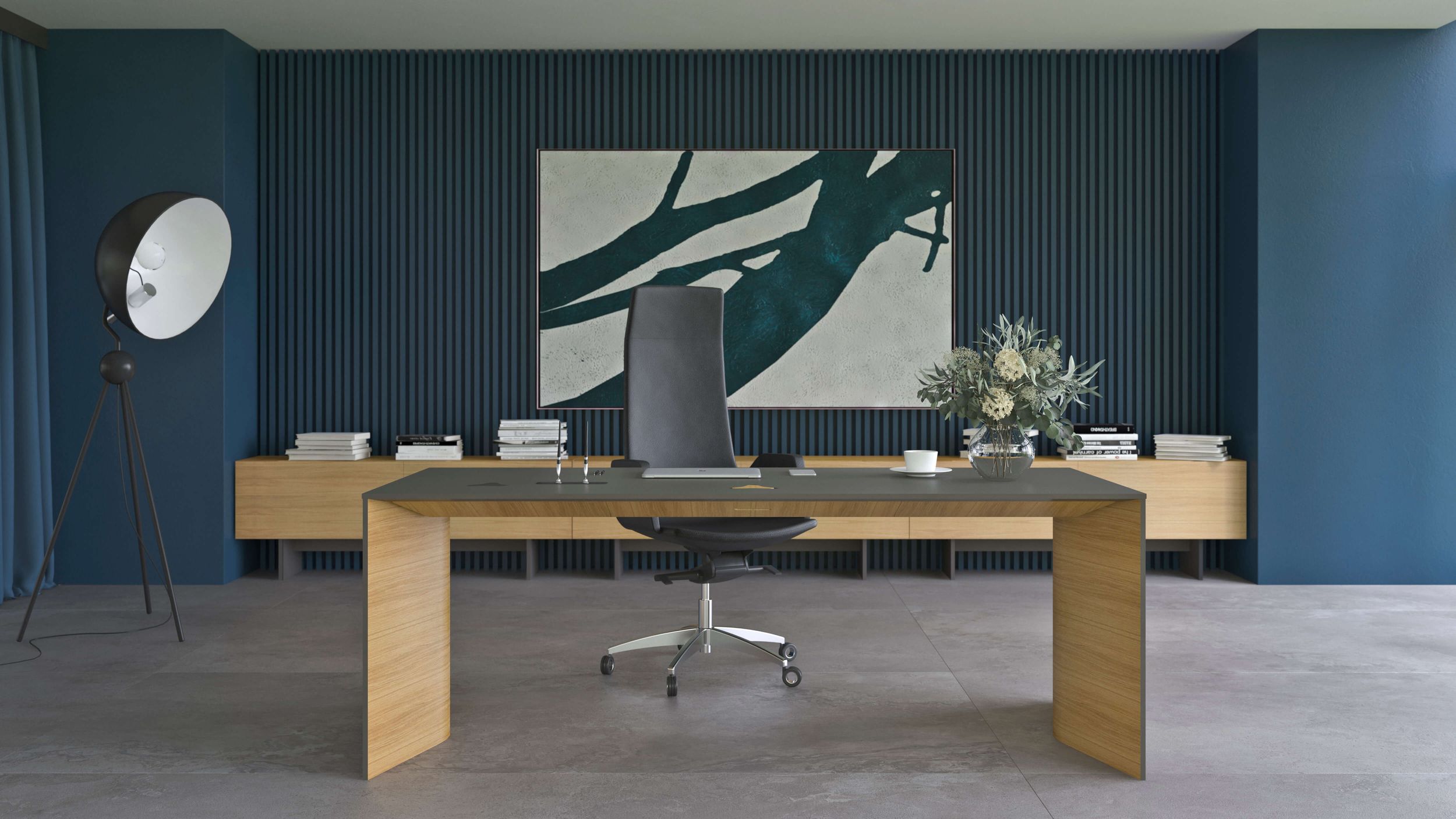 Move 70.8" Executive Fixed Desk w/Built-in Power Socket Block, Grommet & Cover for Power Socket