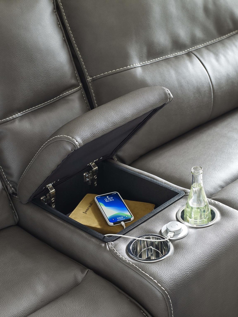 Spartacus 6-Piece Polyester/Polyurethane Power Reclining Sectional Sofa w/Power Headrest