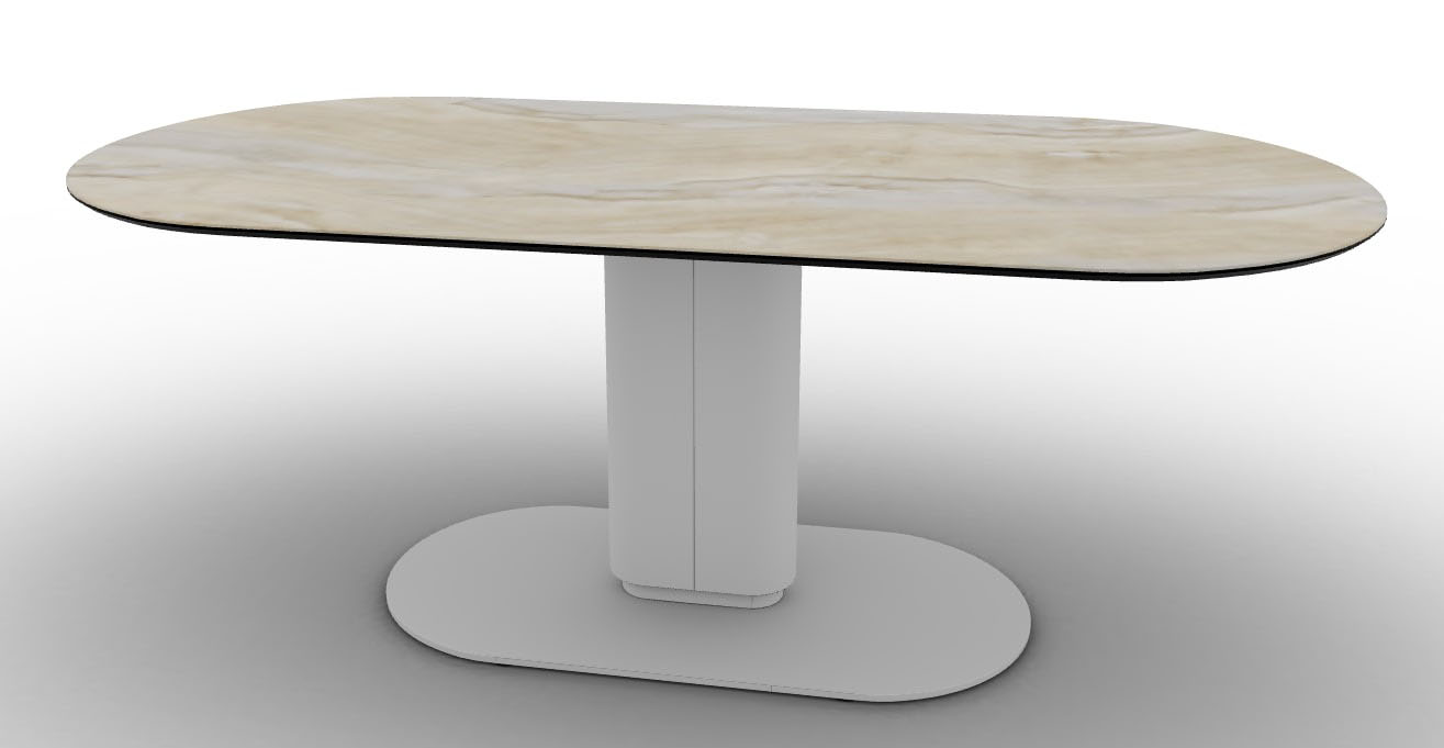 Cameo W78.7-inch Ceramic/Metal/Wood Customizable Oval Dining Table