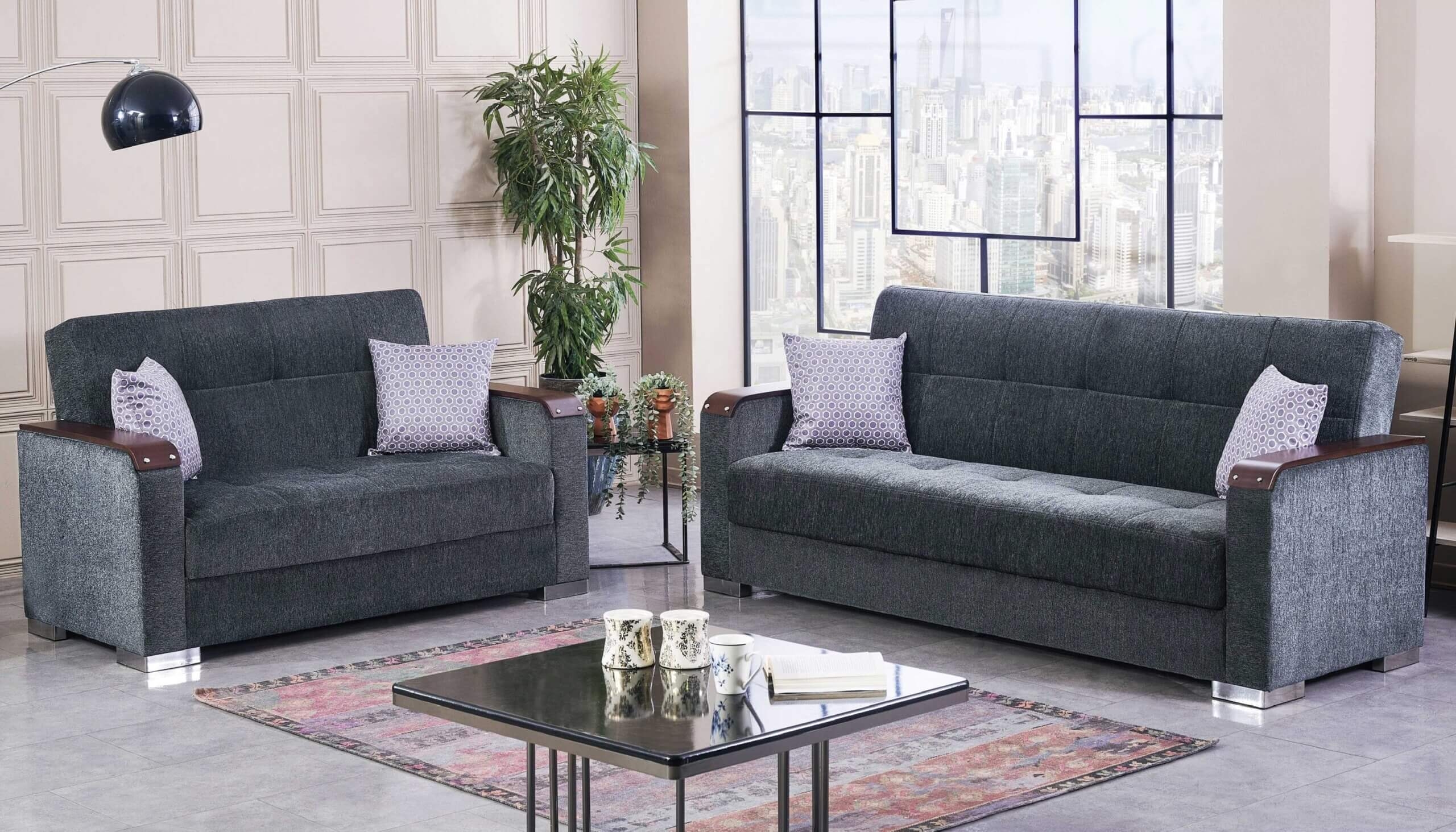 Munich Fabric Storage Sleeper Loveseat