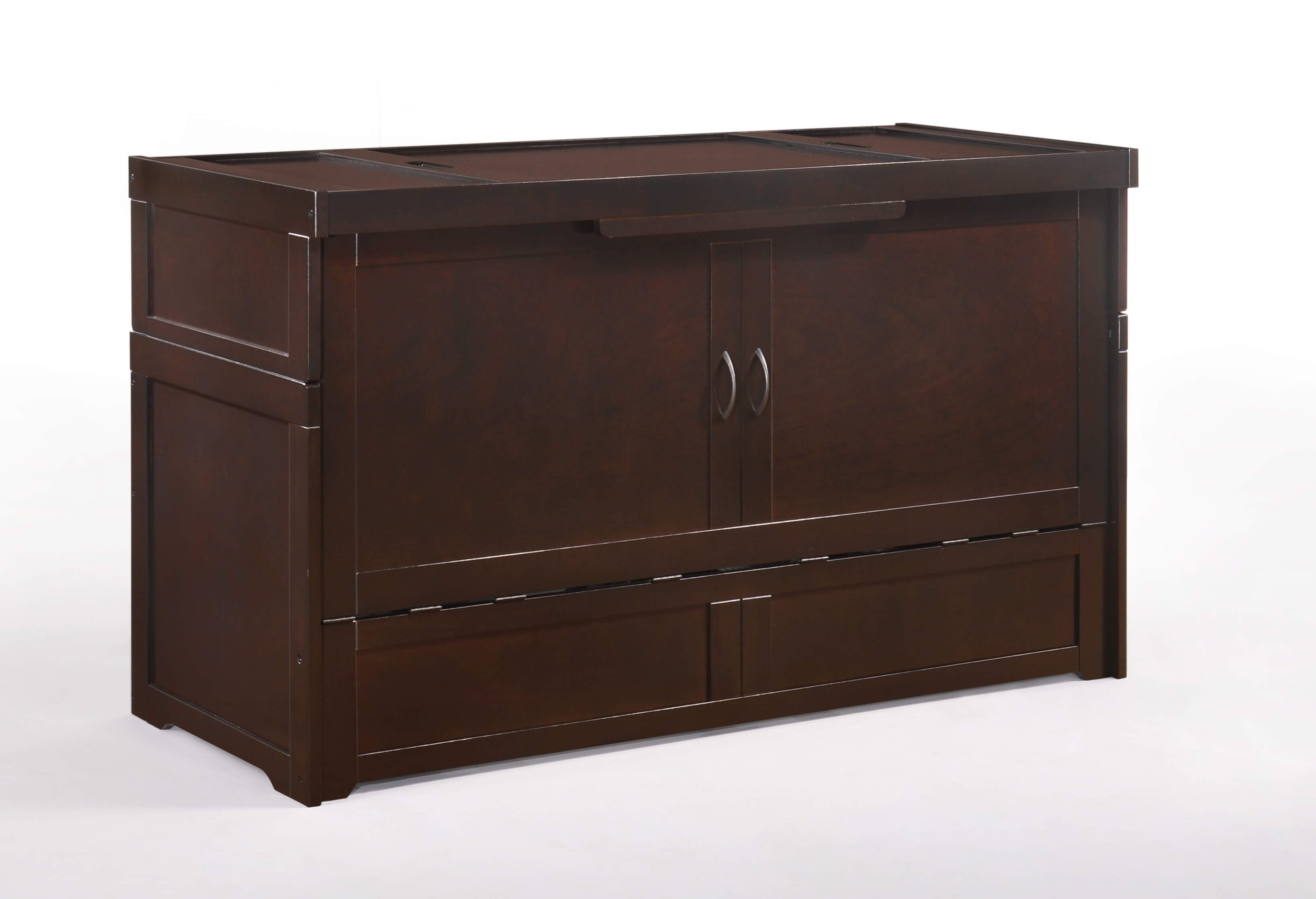 Cube Wood Murphy Cabinet Bed w/Mattress