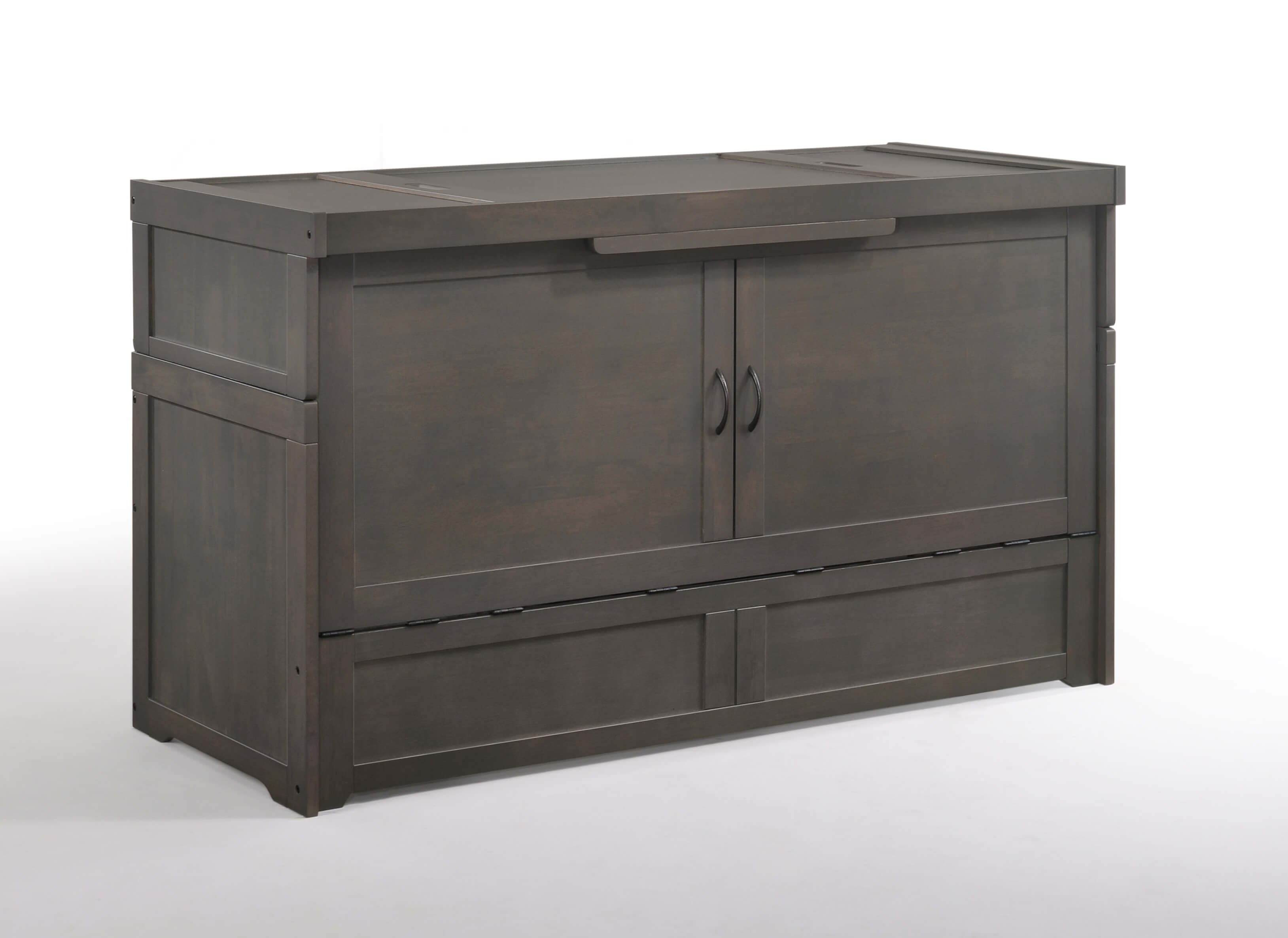 Cube Wood Murphy Cabinet Bed w/Mattress