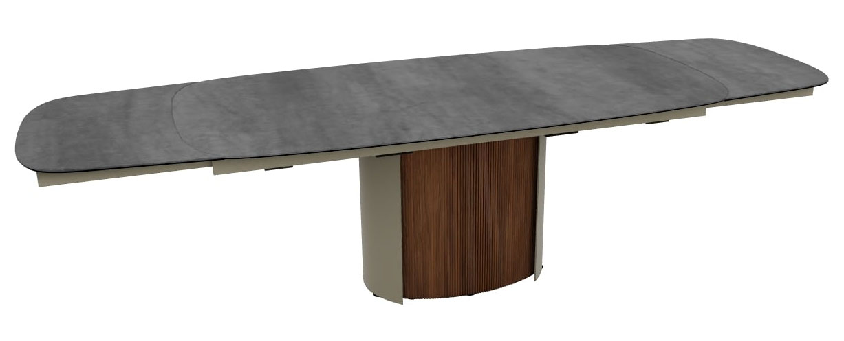 Yoroi W78.7"-97.6"-116.5" Ceramic/Metal/Wood Customizable Extendable Elliptical Dining Table