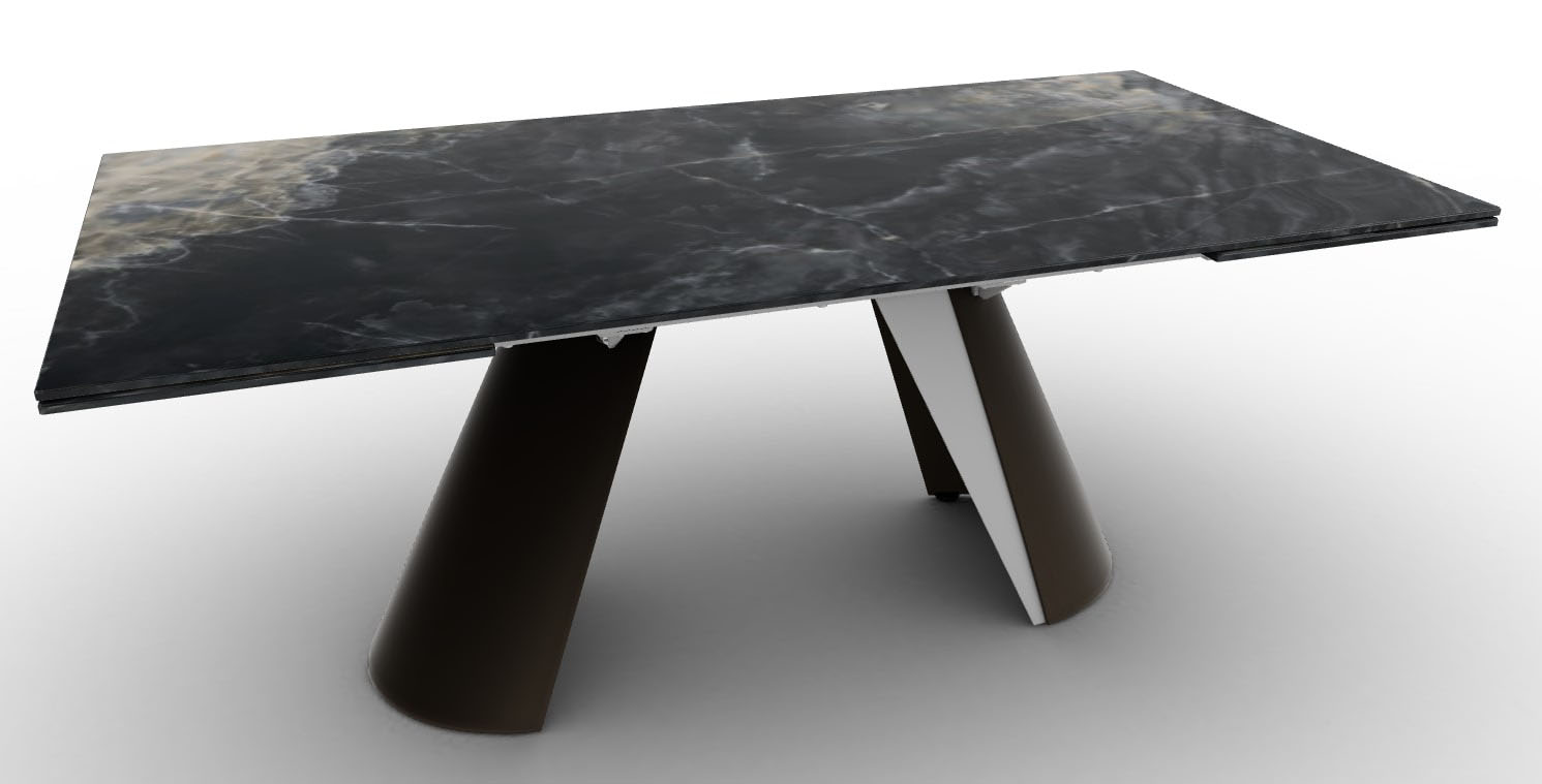 Apian W78.7-inch Ceramic/Metal Customizable Extendable Rectangular Dining Table