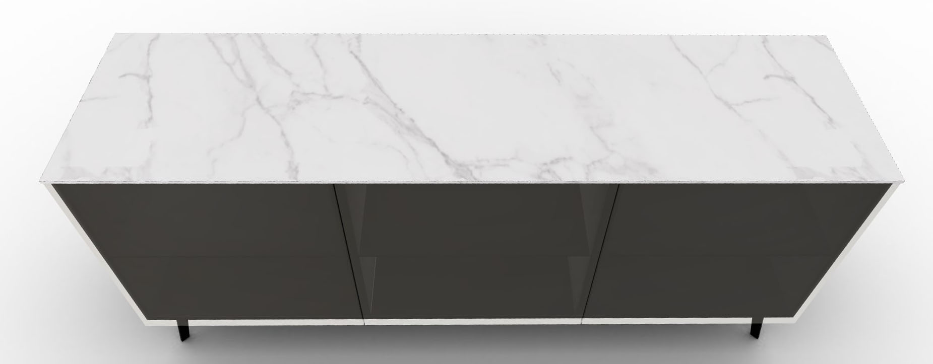 Universal Ceramic/Wood Customizable Sideboard w/3 Glass Doors & Metal Legs
