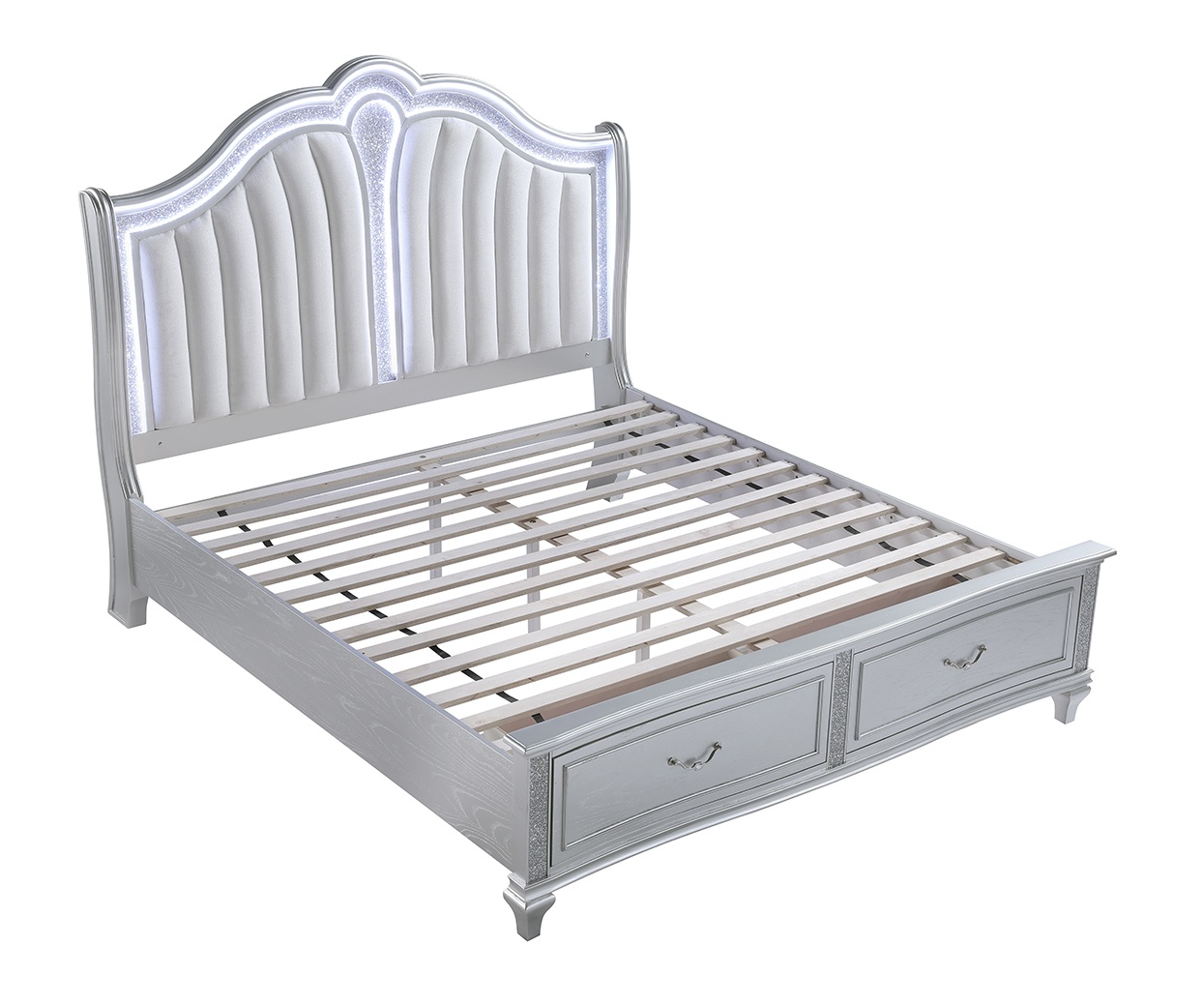 Mystic Wood Panel Storage Bed w/LED Light