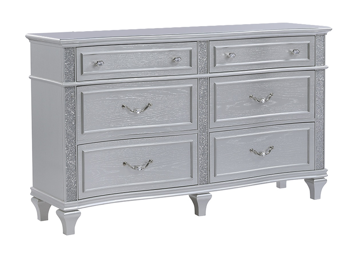 Mystic Wood Panel Storage Bedroom Set w/LED Light