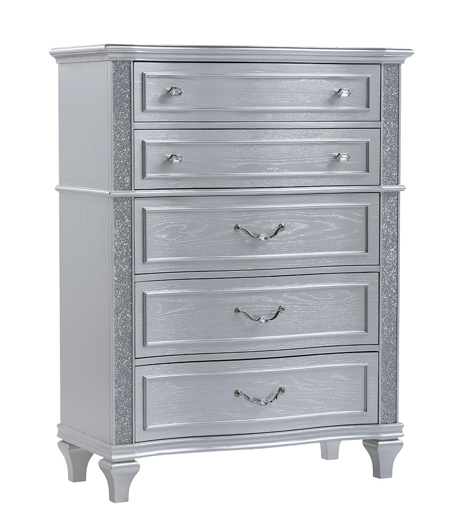 Mystic Wood Panel Storage Bedroom Set w/LED Light
