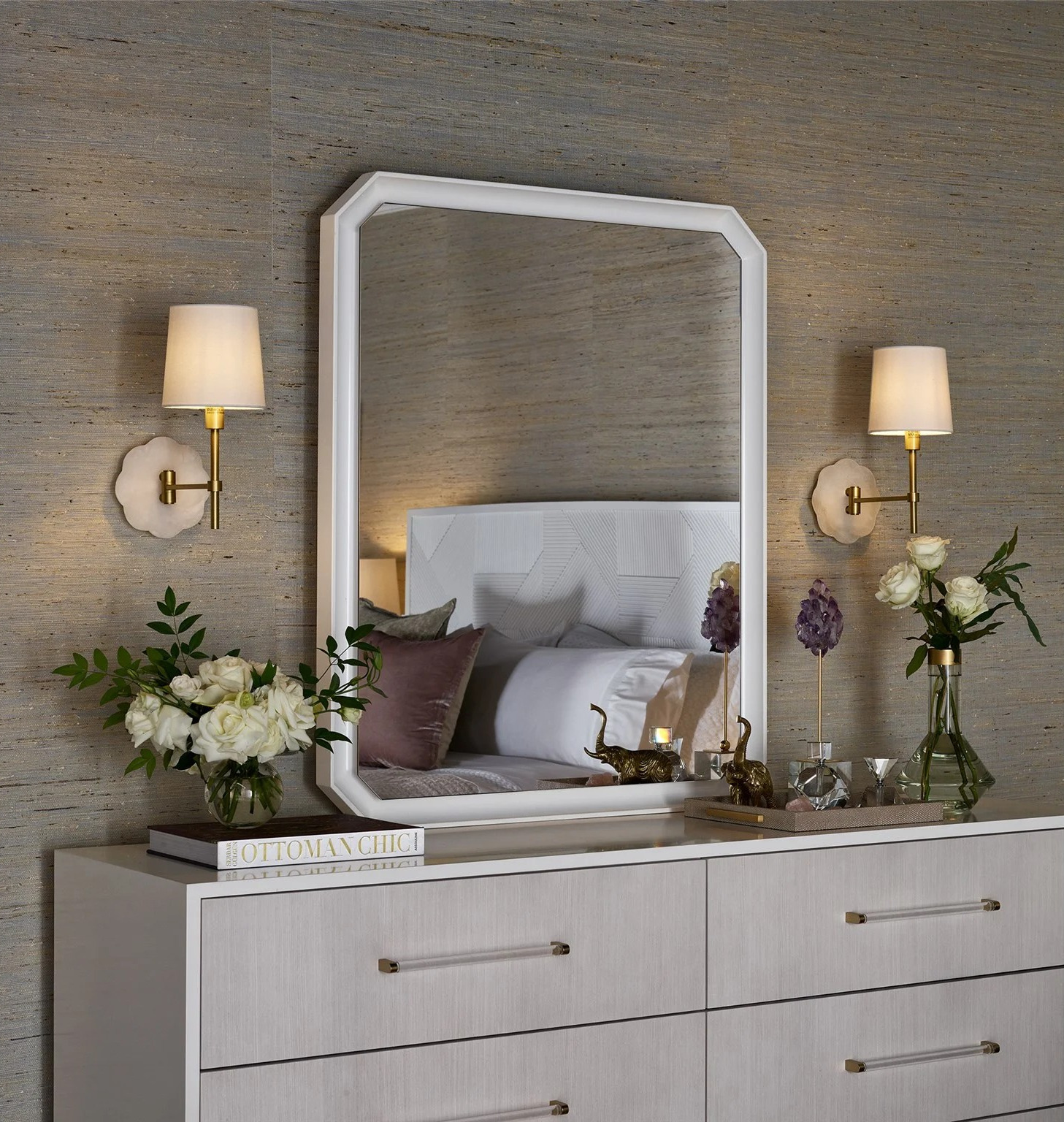 Theodora Fabric/Wood Panel Bedroom Set