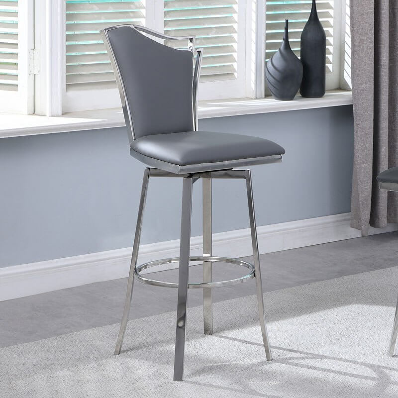 Nadia Swivel PU Design Back Bar Stool