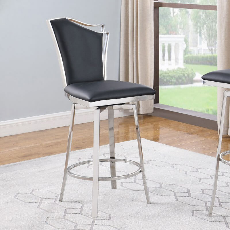 Nadia Swivel PU Design Back Counter Stool