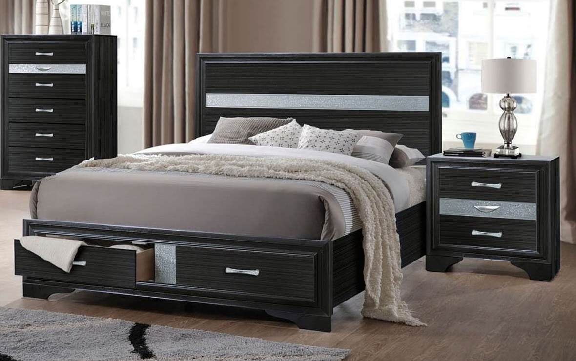 Naima Wood/Wood Veneer Storage Platform Bed, Queen Size