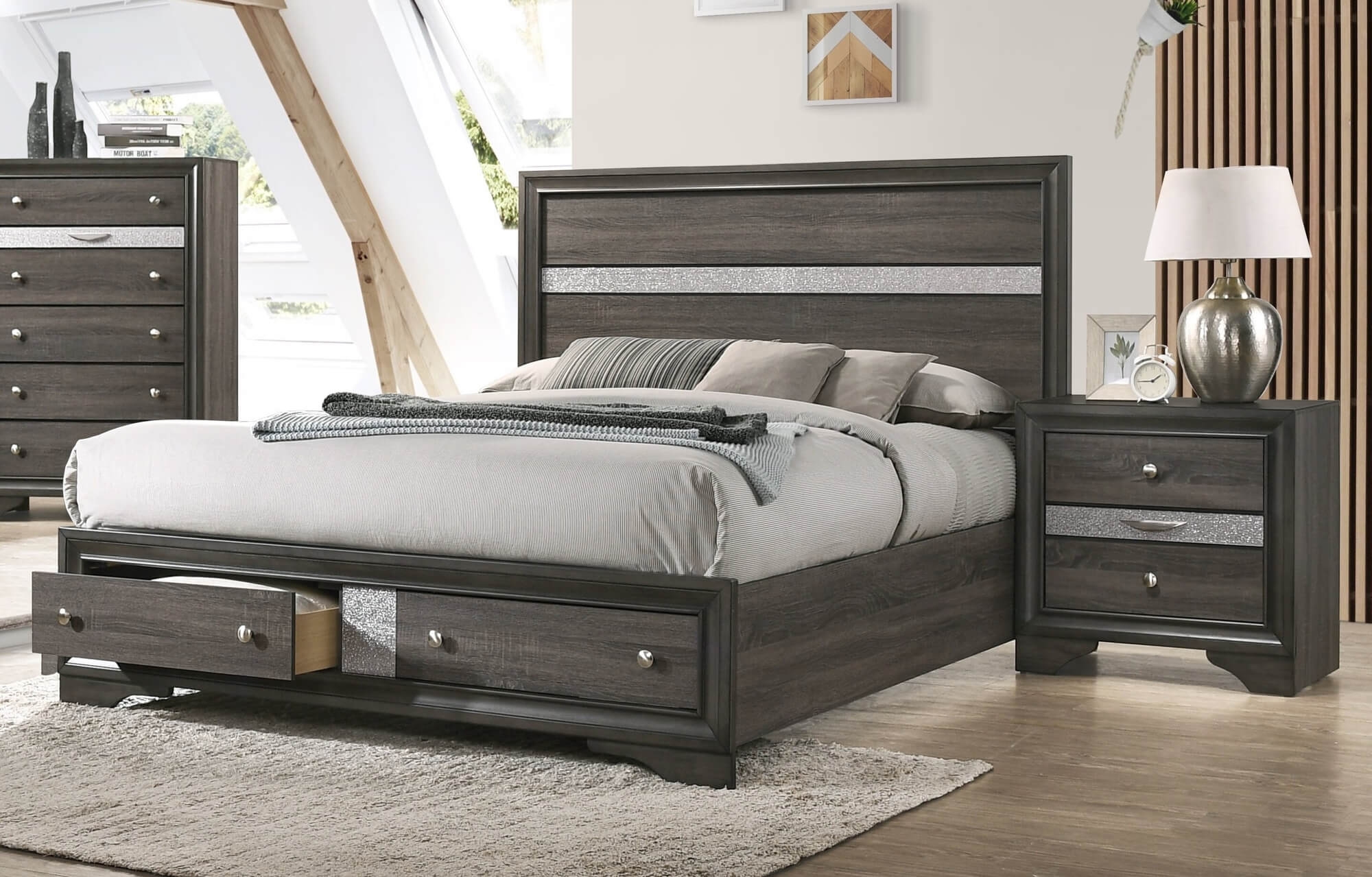 Naima Wood/Wood Veneer Storage Platform Bed