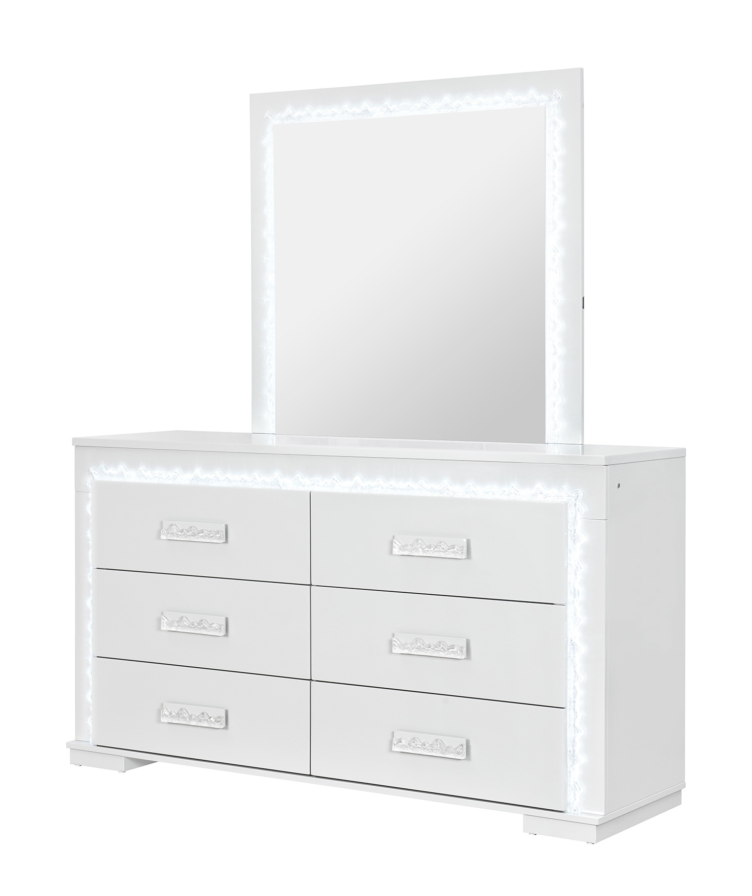 Naomi Platform Bedroom Set with LED and Marble Headboard